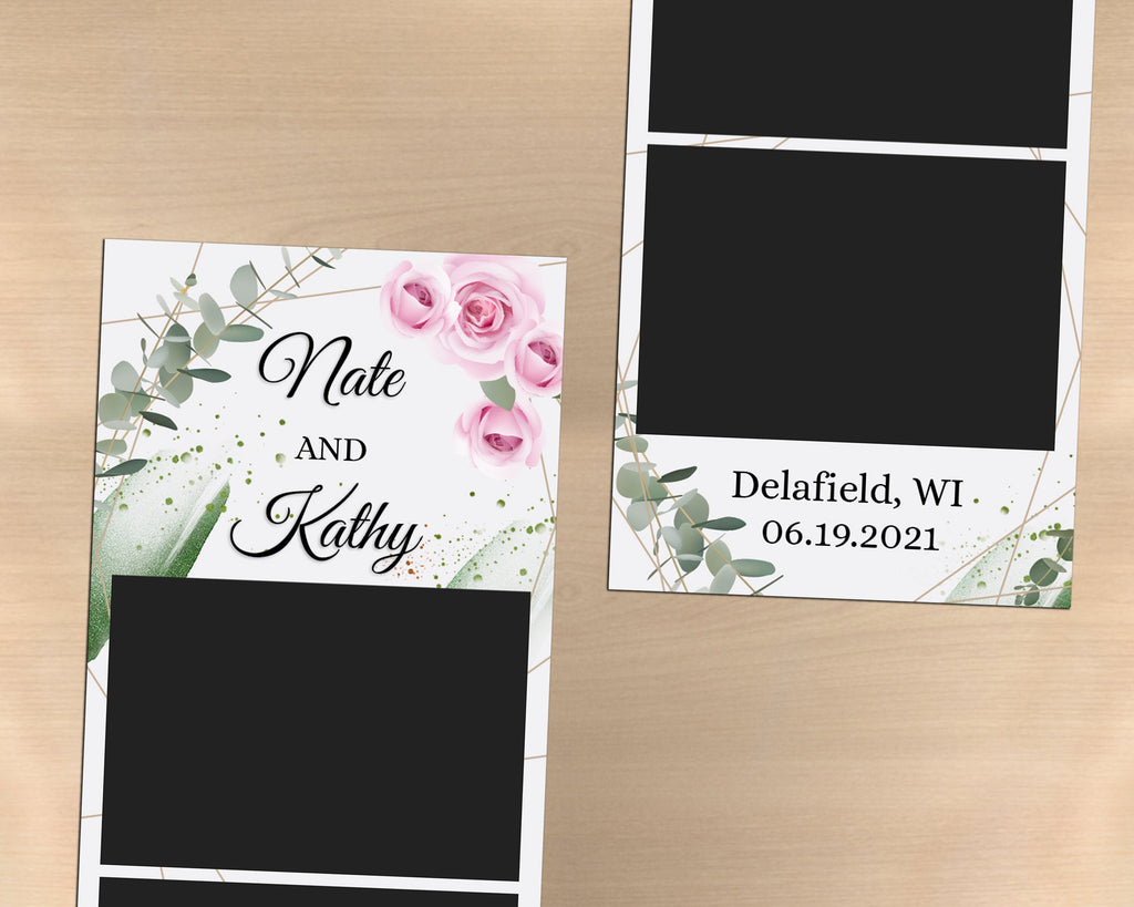 Wedding Bridal Shower Sweet 16 Floral Anniversary Photo Booth Template 2x6 Photobooth Template with xbdr psd png jpg and mockup