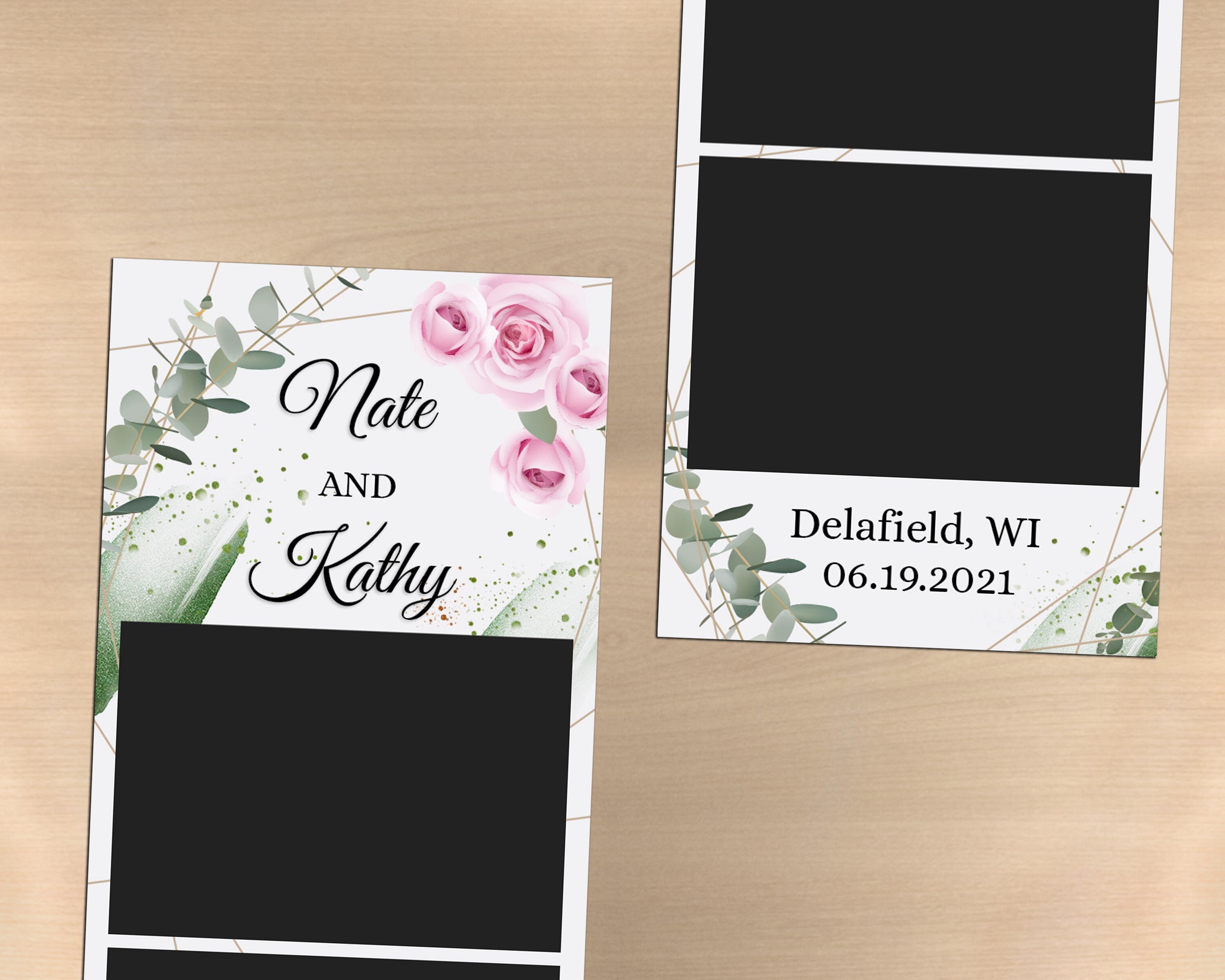 Wedding Bridal Shower Sweet 16 Floral Anniversary Photo Booth Template 2x6 Photobooth Template with xbdr psd png jpg and mockup