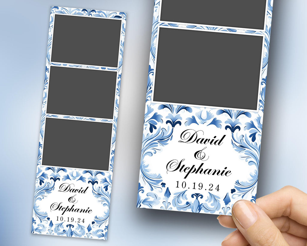 Wedding Photo Booth Template blue floral 2x6 Anniversary Photobooth Template 1374