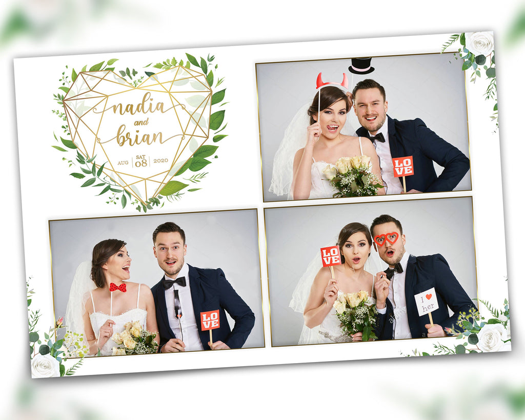Wedding Bridal Shower Sweet 16 Floral Anniversary Photo Booth Template 4x6 Photobooth Template with xbdr psd png jpg and mockup