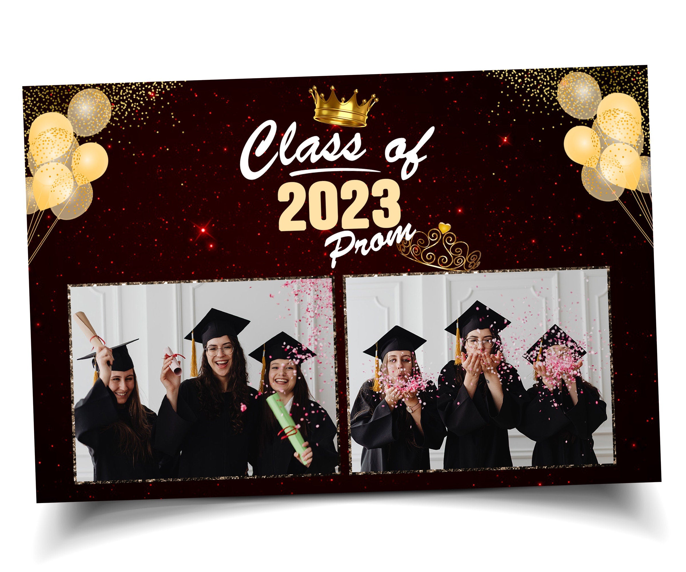 Graduation Prom Ceremony Class of 2023 Photobooth Template, Prom party, prom night for photo booth 4x6 png overlay, psd, 4x6 with font link