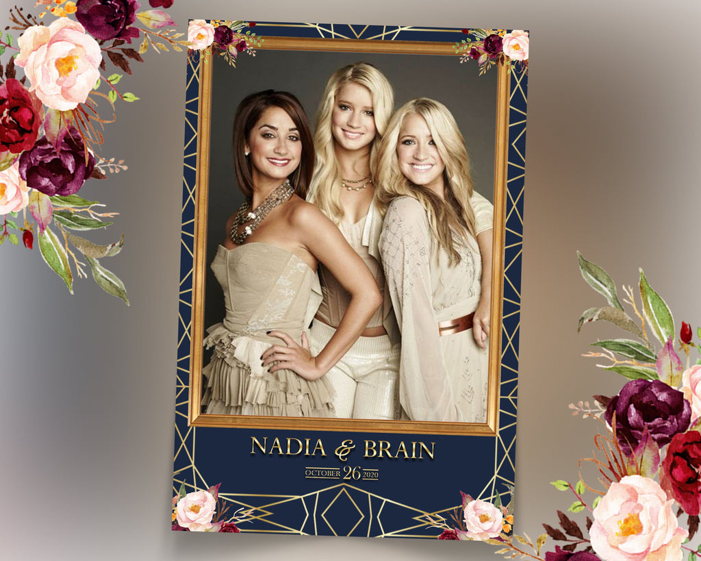 Wedding Bridal Shower Sweet 16 Floral Anniversary Photo Booth Template 2x6 Photobooth Template