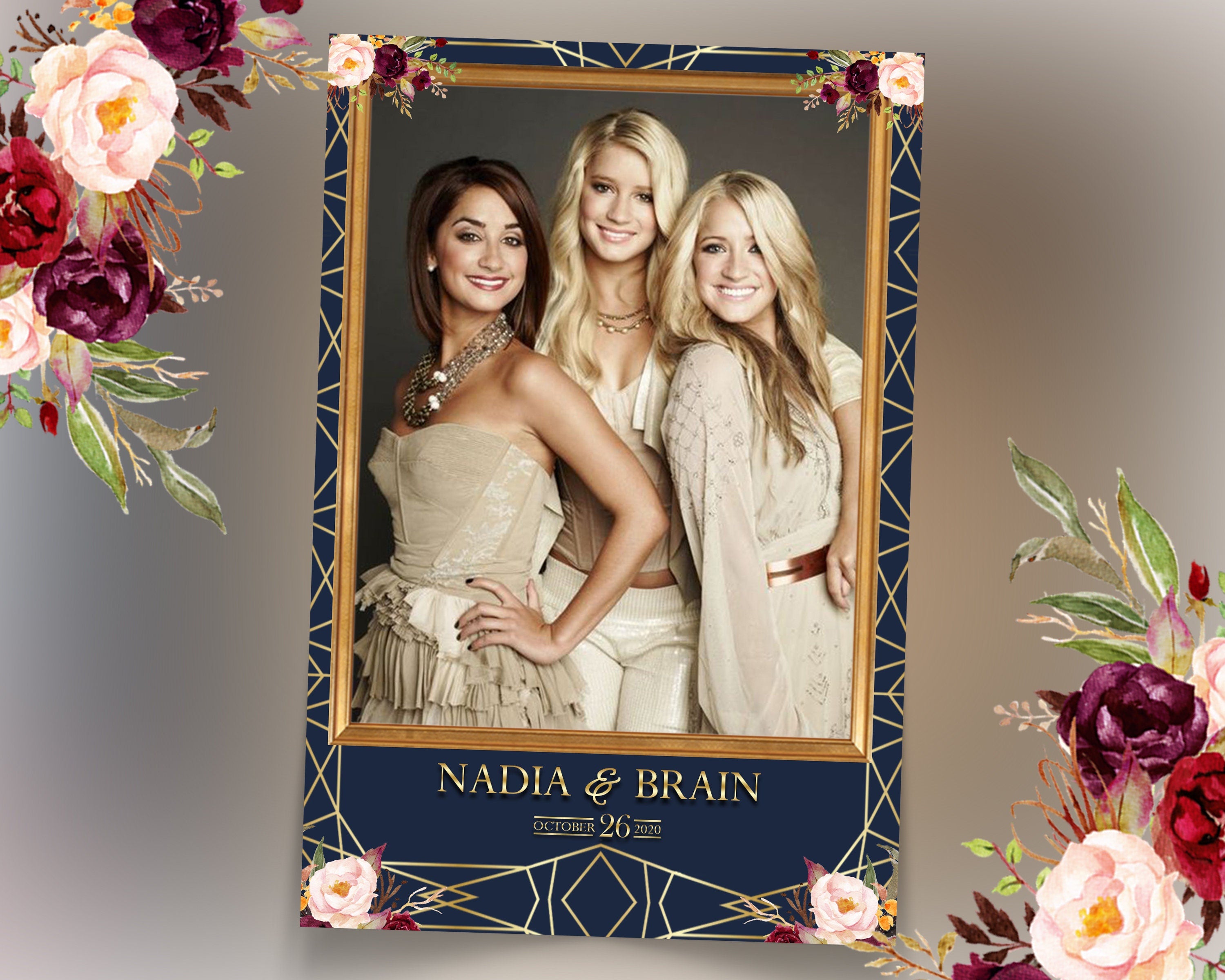 Wedding Bridal Shower Sweet 16 Floral Anniversary Photo Booth Template 2x6 Photobooth Template