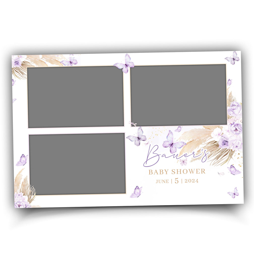 Baby Shower Photobooth Template, Baby Shower Photobooth Template, Sweet 16 Purple Butterfly, Quinceanera Birthday Photo booth Template 1098