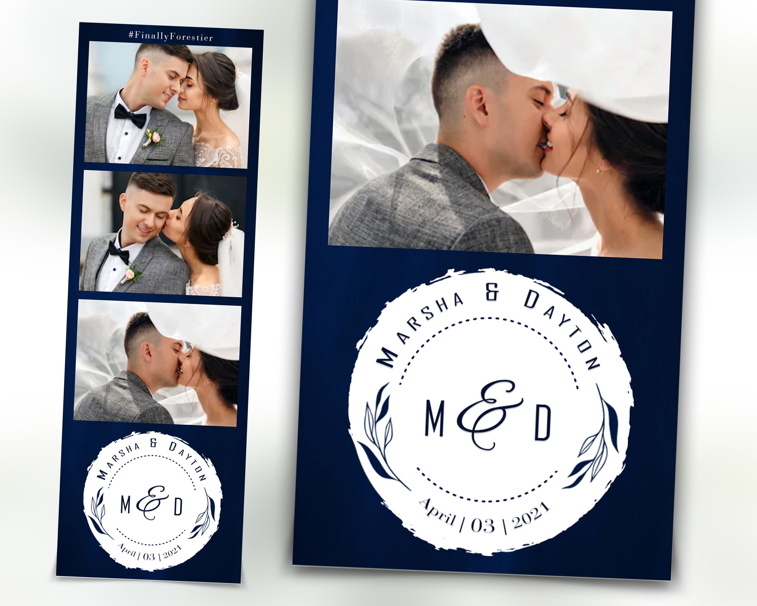 Wedding Anniversary Bridal Shower Floral Photo Booth Template 2x6 Photobooth Template with Font
