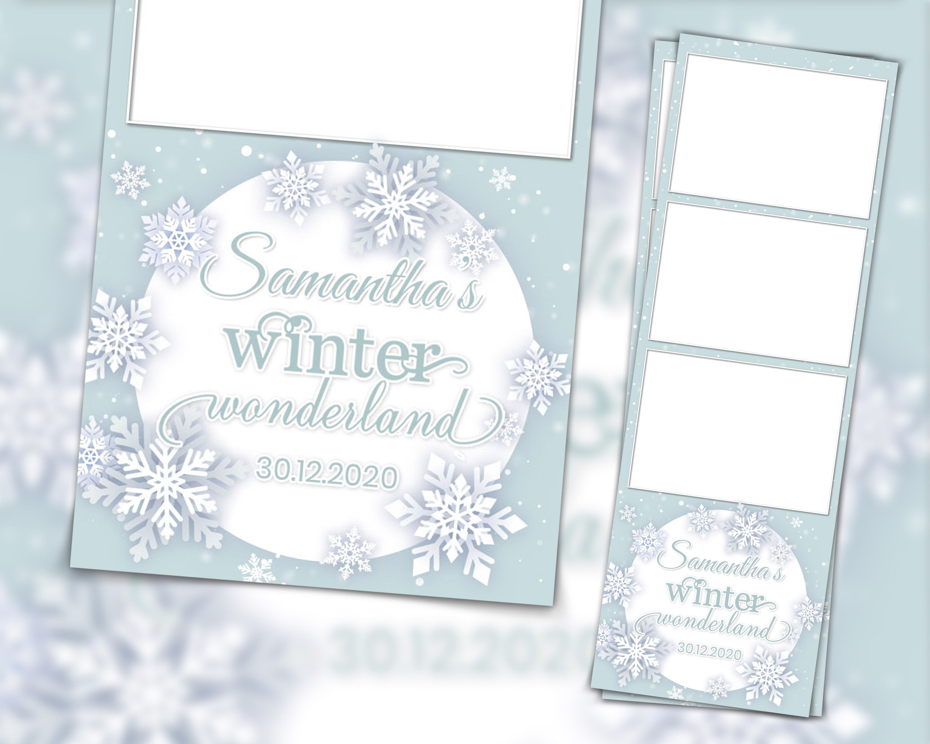 Photo Booth Template, Winter Wonderland, Winter Carnival 2021 2x6 photo stripe