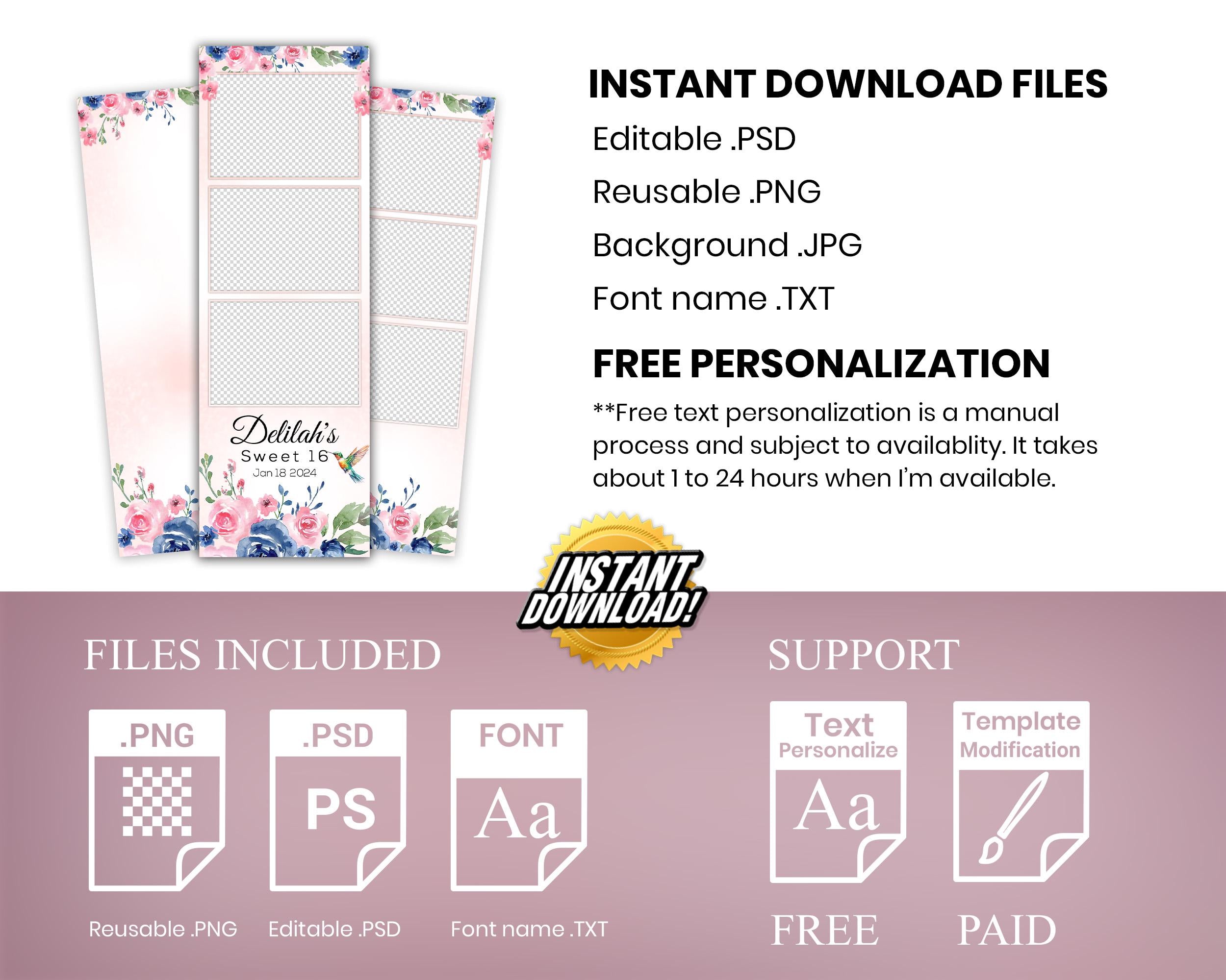 Sweet 16 Photobooth Template, XV Photobooth, Quince Photobooth, Mis Quince, Birthday, Quinceañera Photo Booth, Quinceanera 512