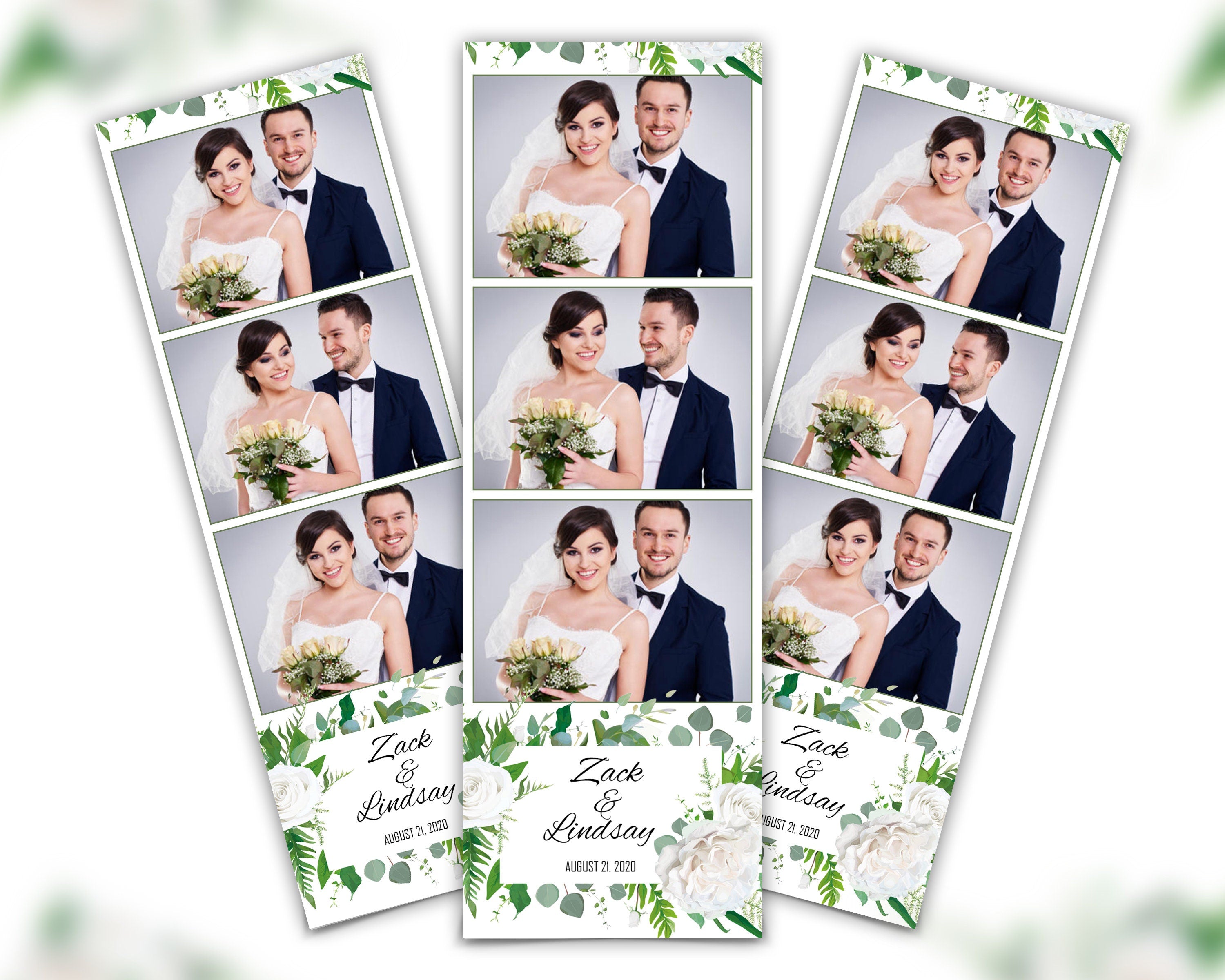 Wedding Bridal Shower Sweet 16 Floral Anniversary Photo Booth Template 2x6 Photobooth Template with xbdr psd png jpg and mockup
