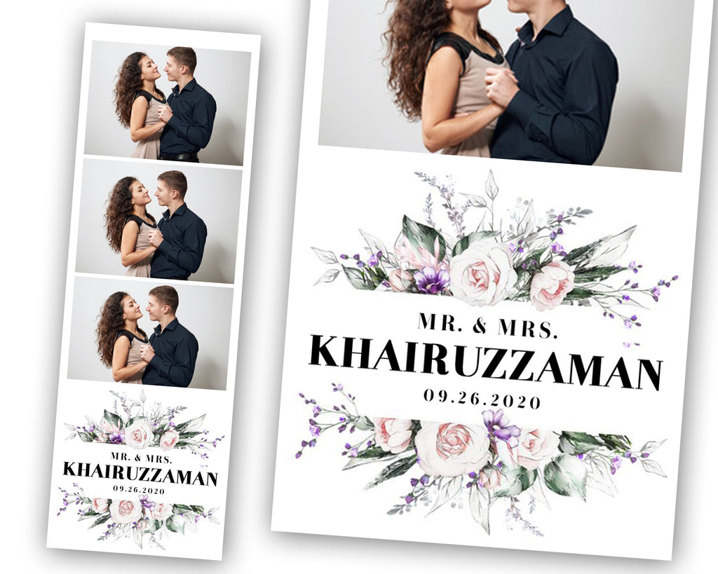 Wedding Bridal Shower Sweet 16 Floral Anniversary Photo Booth Template 2x6 Photobooth Template with xbdr psd png jpg and mockup