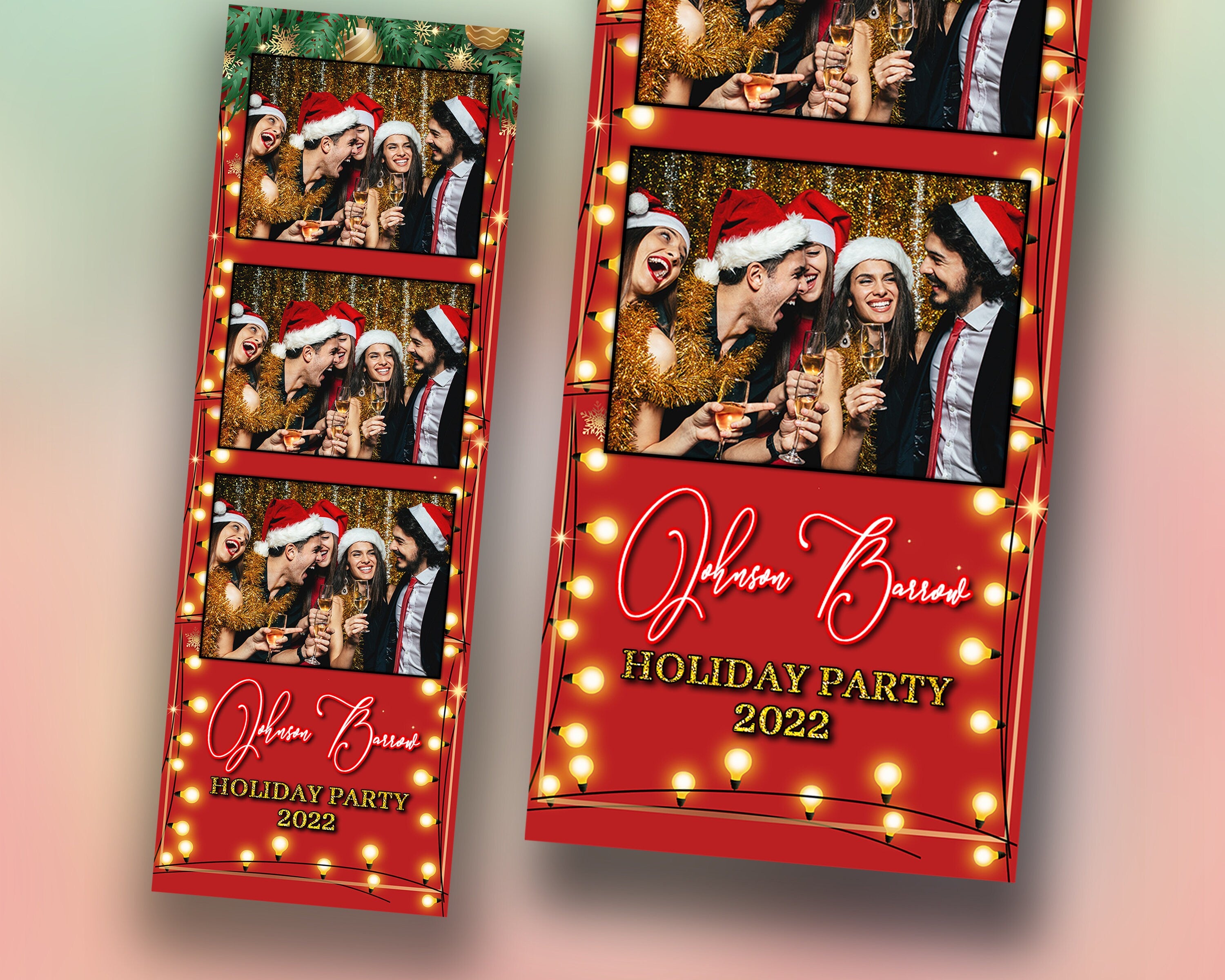 Christmas Photobooth Template Merry Christmas and New Year Strip Winter Wonderland and Holiday Photobooth Template Gold Black Silver 2x6