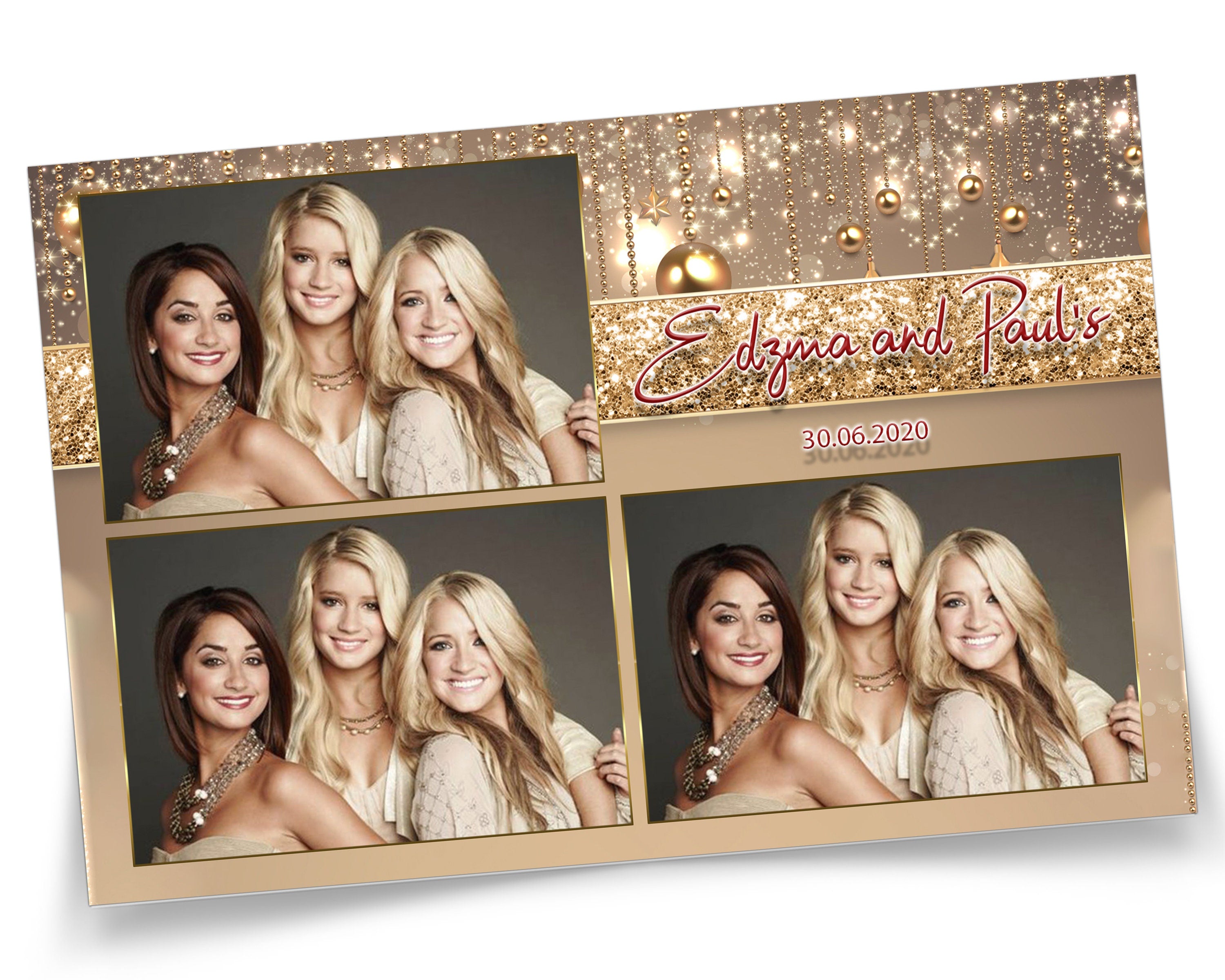 Photobooth Template Golden Wedding anniversary gold photo booth template Bridal Party Birthday 4x6 PSD PNG XBDR