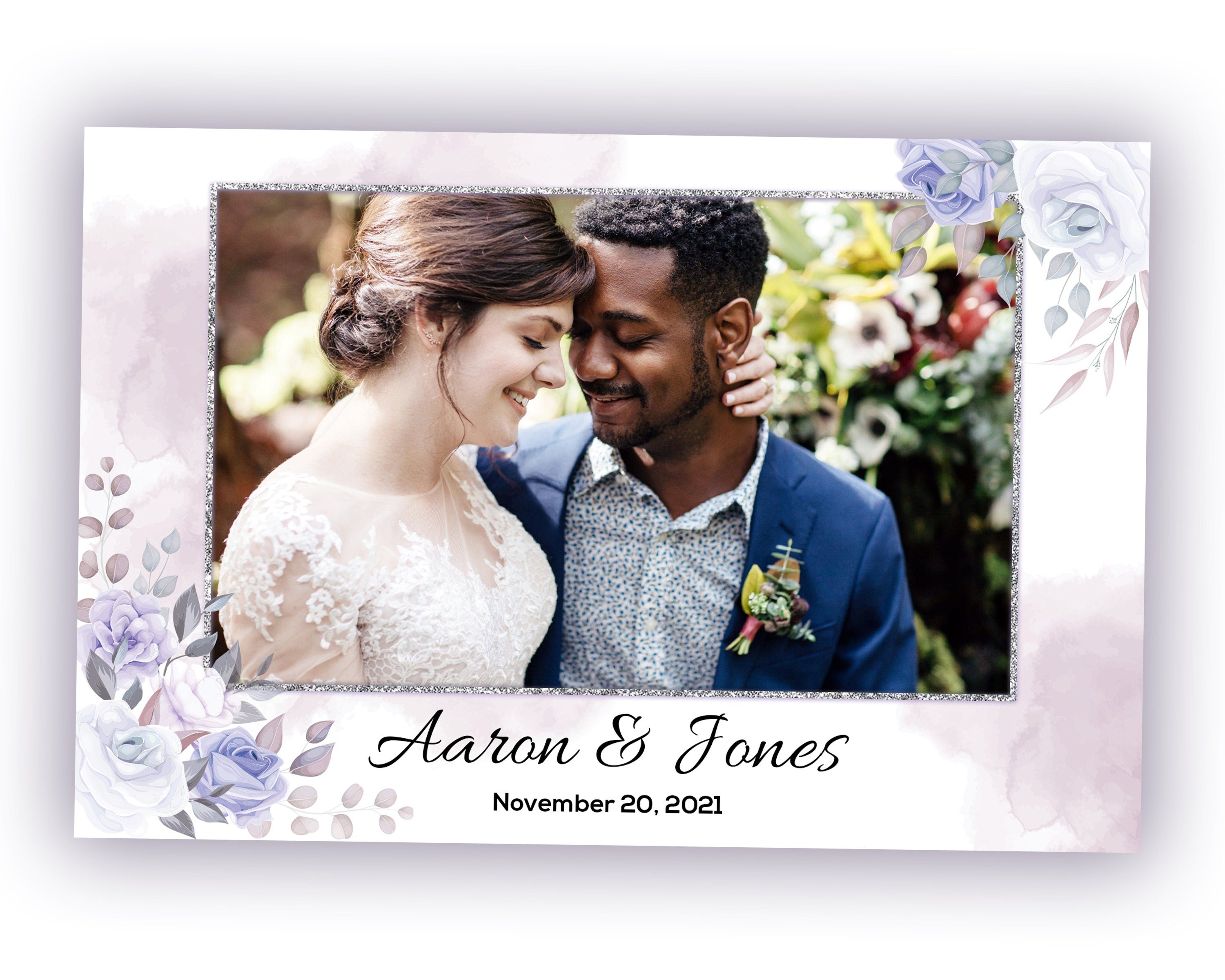 Photo Booth Template for Wedding Bridal Shower Floral Anniversary 4x6 Photobooth Template Purple White Rose