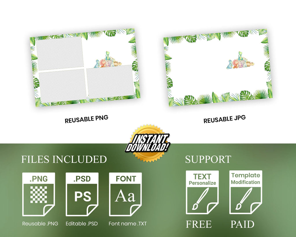 It's a Boy Dinosaur Baby Shower Photo Booth Template | Dino Baby Shower Photobooth Template 1465