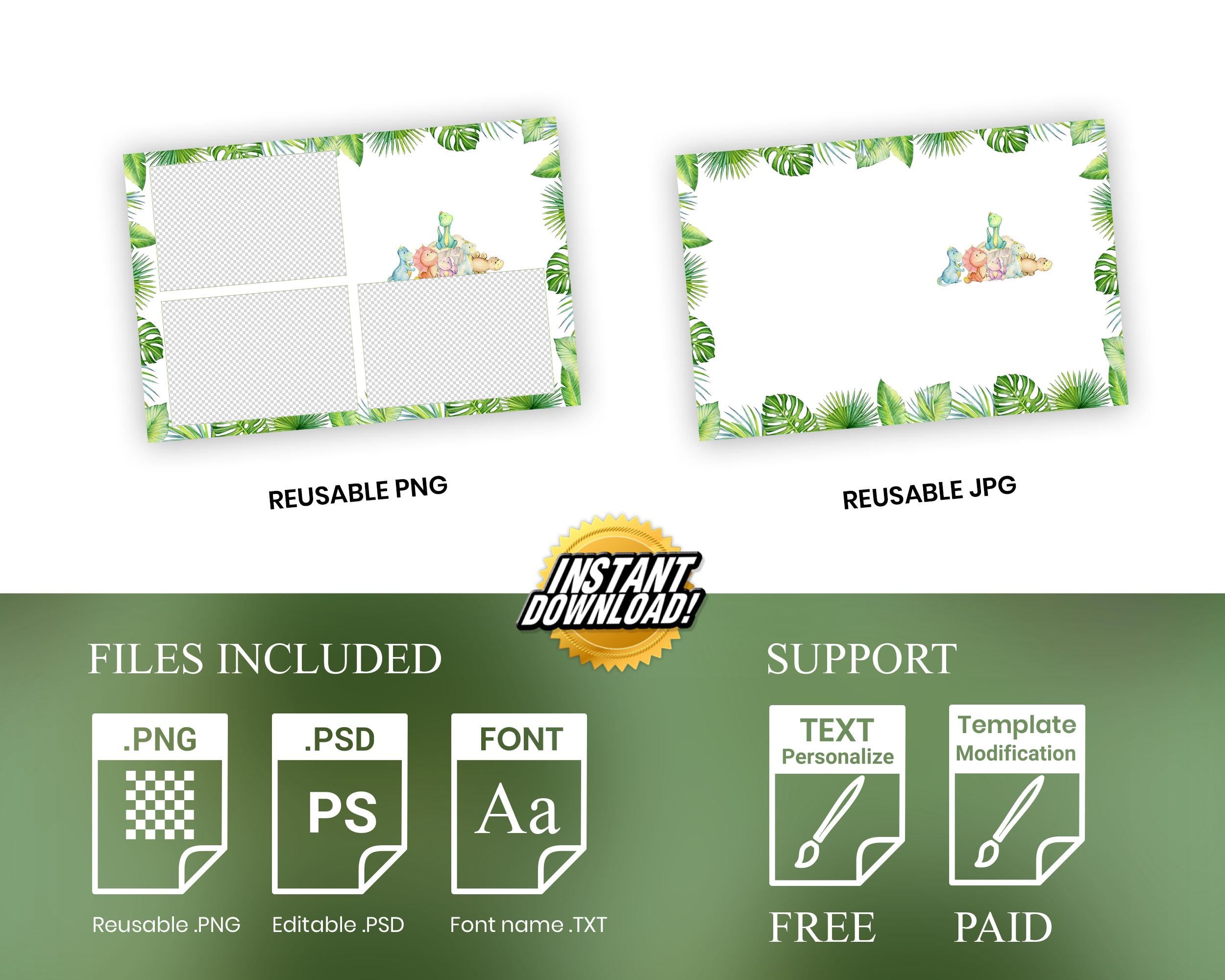 It's a Boy Dinosaur Baby Shower Photo Booth Template | Dino Baby Shower Photobooth Template 1465