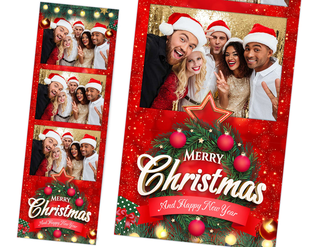 Christmas Photobooth Template, 2x6 Strip Merry Christmas and New Year 2024, Xmas Green & Red for Darkroom, DSLR and many more PSD PNG