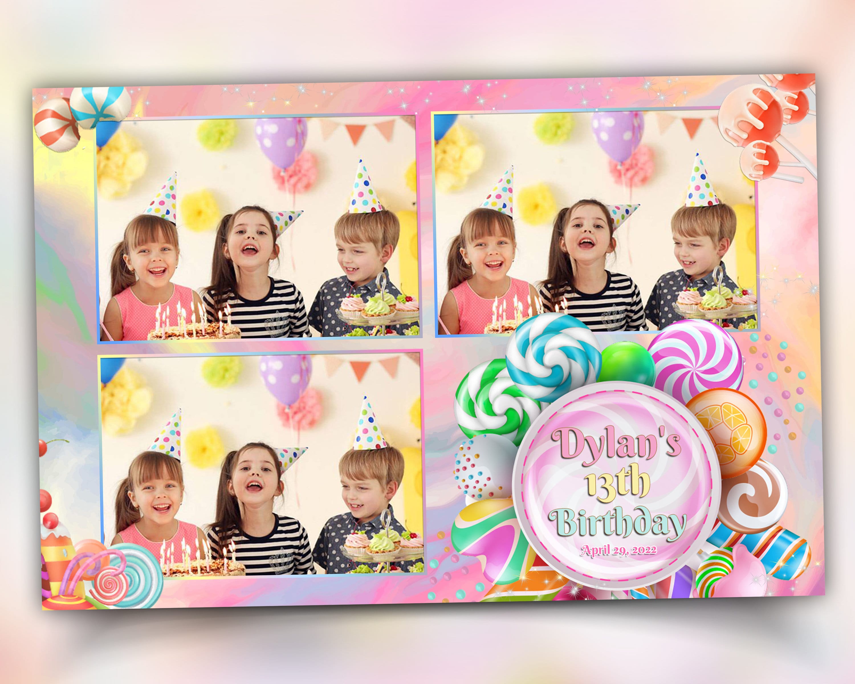 Birthday Photo booth template 4x6 Chocolate Candy Baby candyland Photobooth template