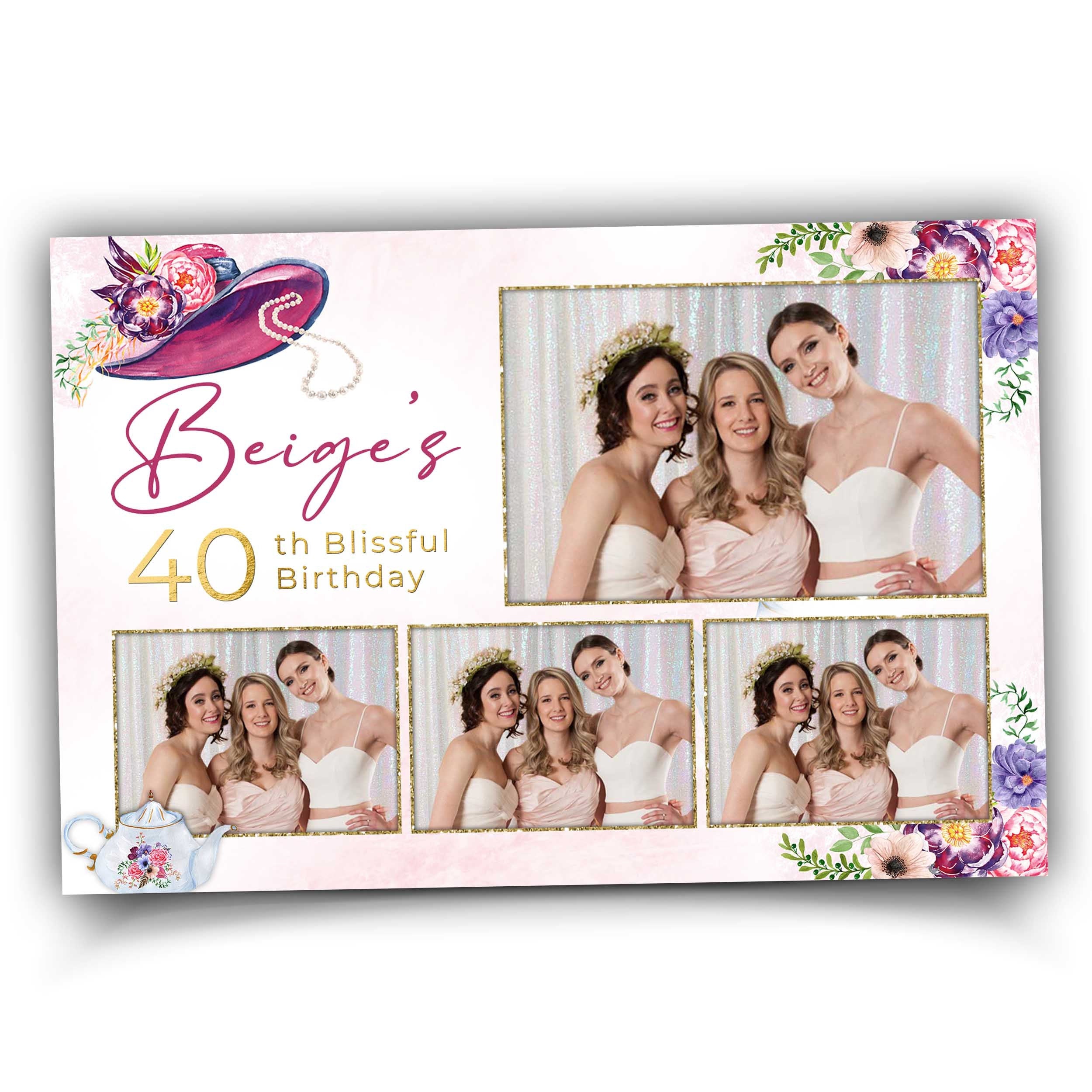 Birthday Photo Booth Template Rose gold Tea Party Photobooth Template 1067