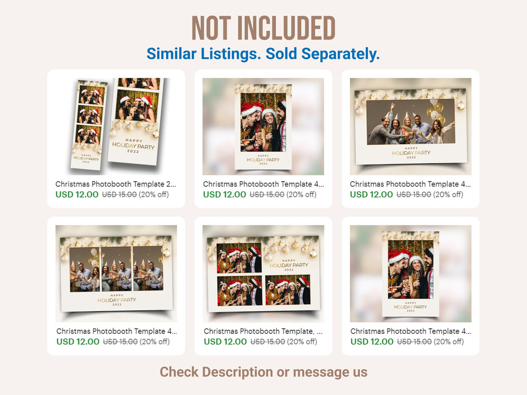 Christmas Photobooth Template 4x6 Landscape 3 Photo 2023 Holiday Party Gold and Green Happy New Year 2024 Xmas Mirror booth Template CM2