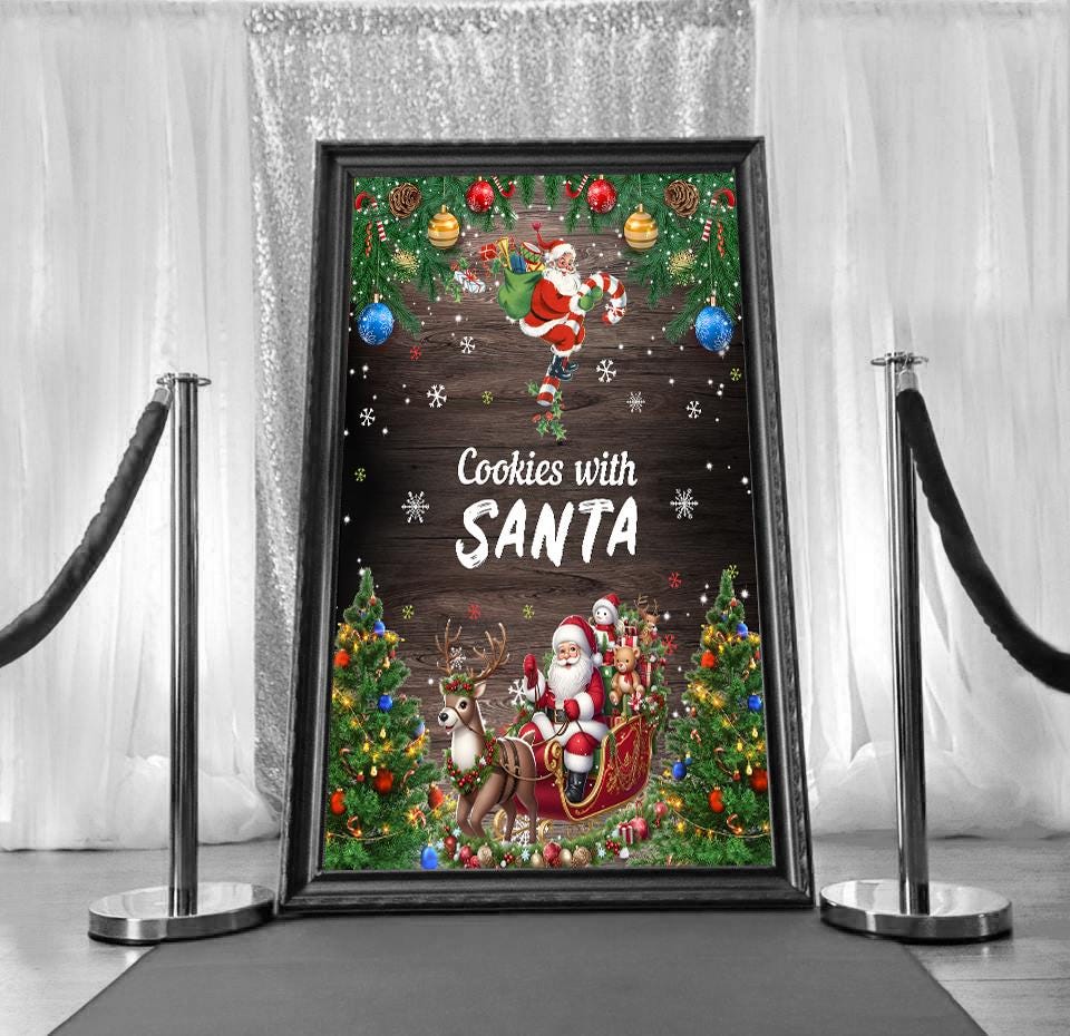 Tap to Start for Christmas Photobooth | Welcome Screen for Christmas Photo Booth | Holiday | Merry Christmas | Xmas | Santa | Christmas Tree