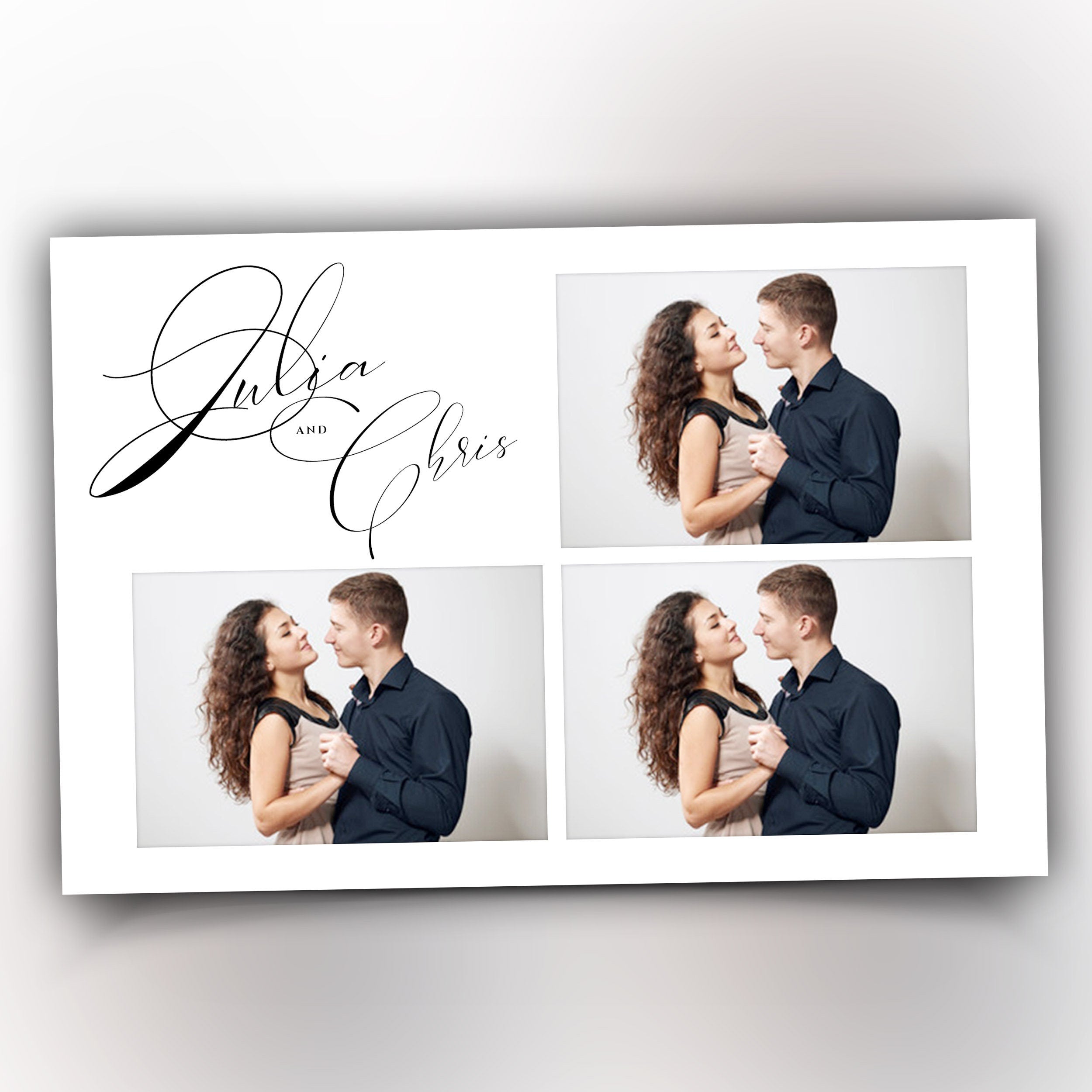Wedding signature black and white Bridal Shower Anniversary Photo Booth Template 4x6 Photobooth Template with FONT & free Text personalis..