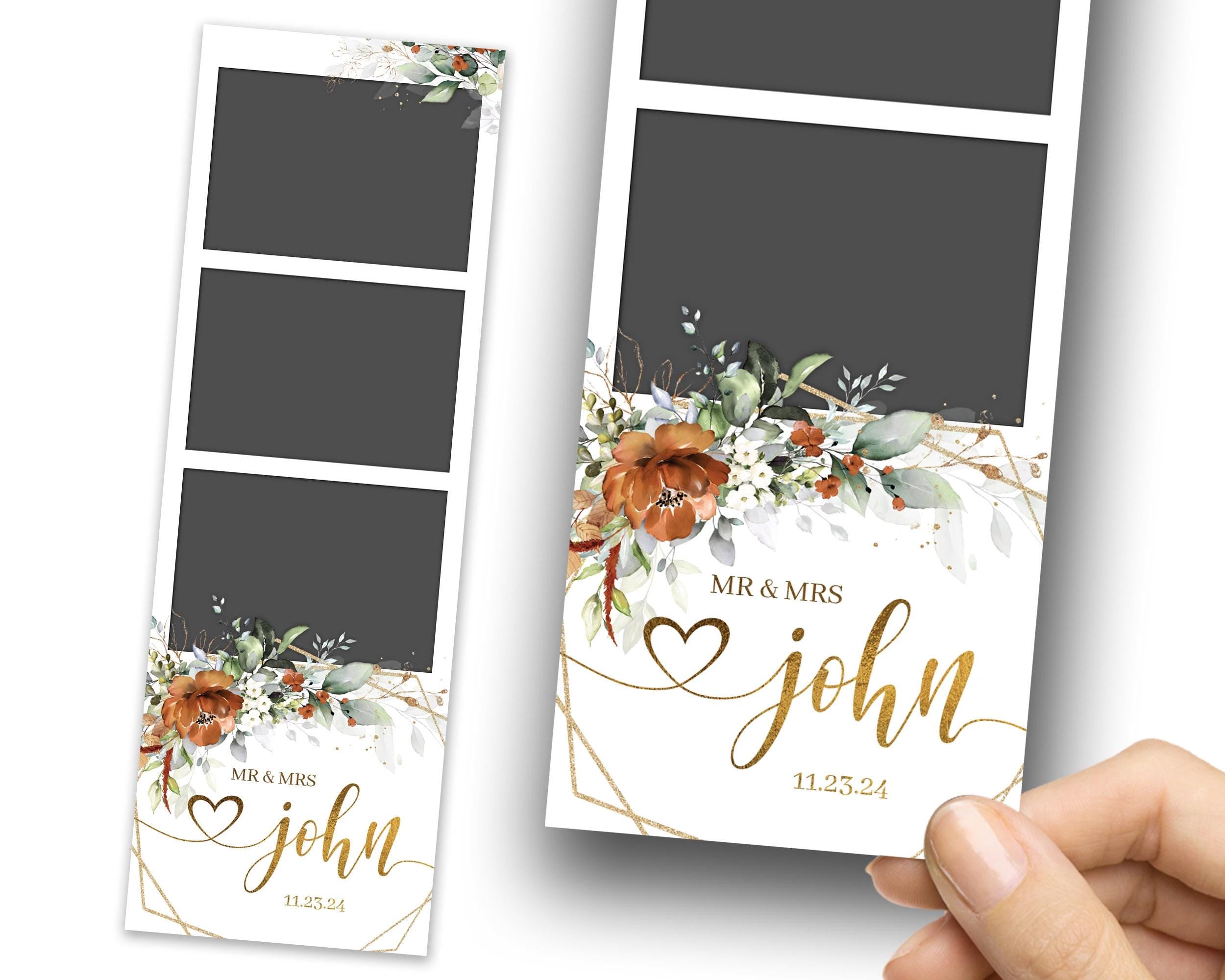 Burnt Orange Wedding Anniversary Photobooth Template 2x6 Strip Greenery Terracotta Floral Photo Booth Flower 1056