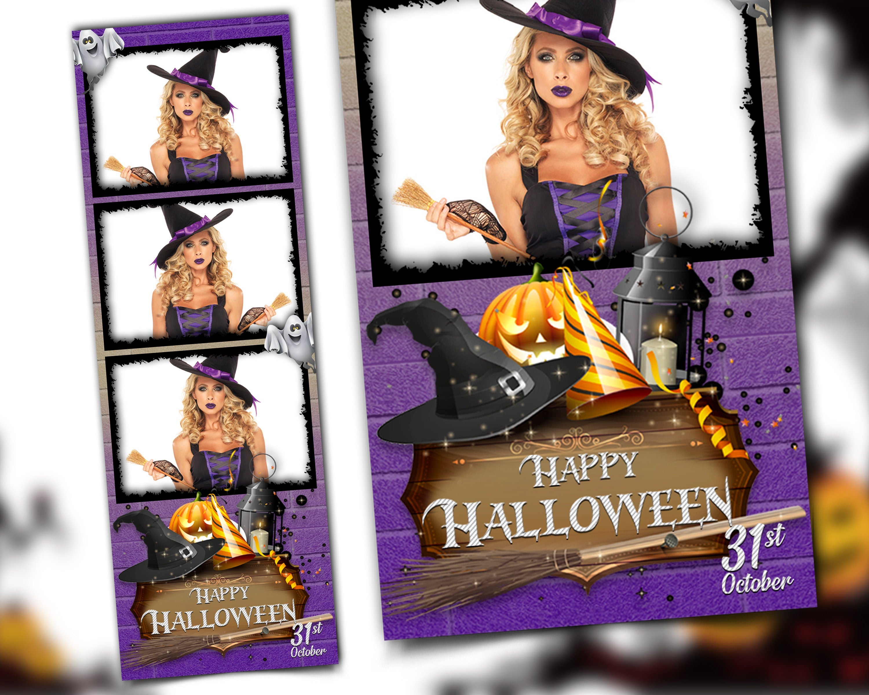 Halloween Photo Booth Template 2x6 Photobooth Pumpkin Template Strip