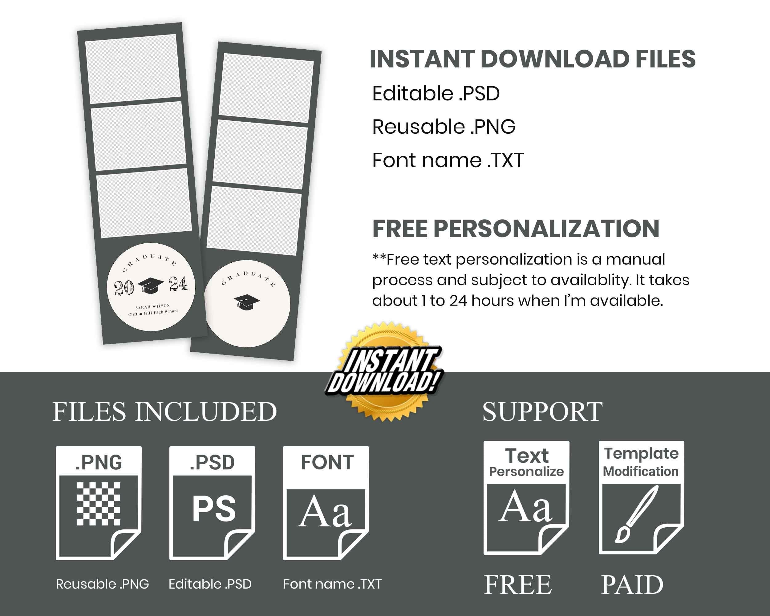 Graduation Photo Booth Template, Graduation Photobooth Template, Class of 2024, Prom 2024, Grad 1069