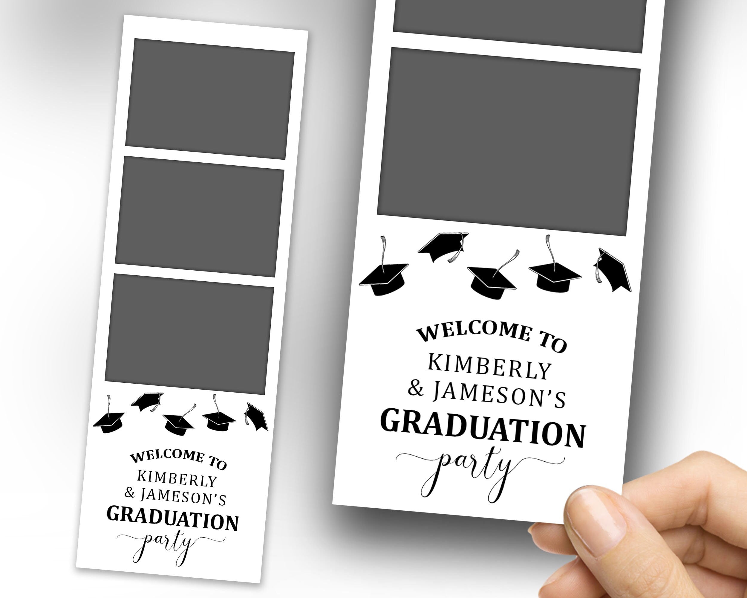 Graduation Photobooth Template Grad 2x6 stripe Class of 2024 Graduation Photo booth Template Text Editable 1072