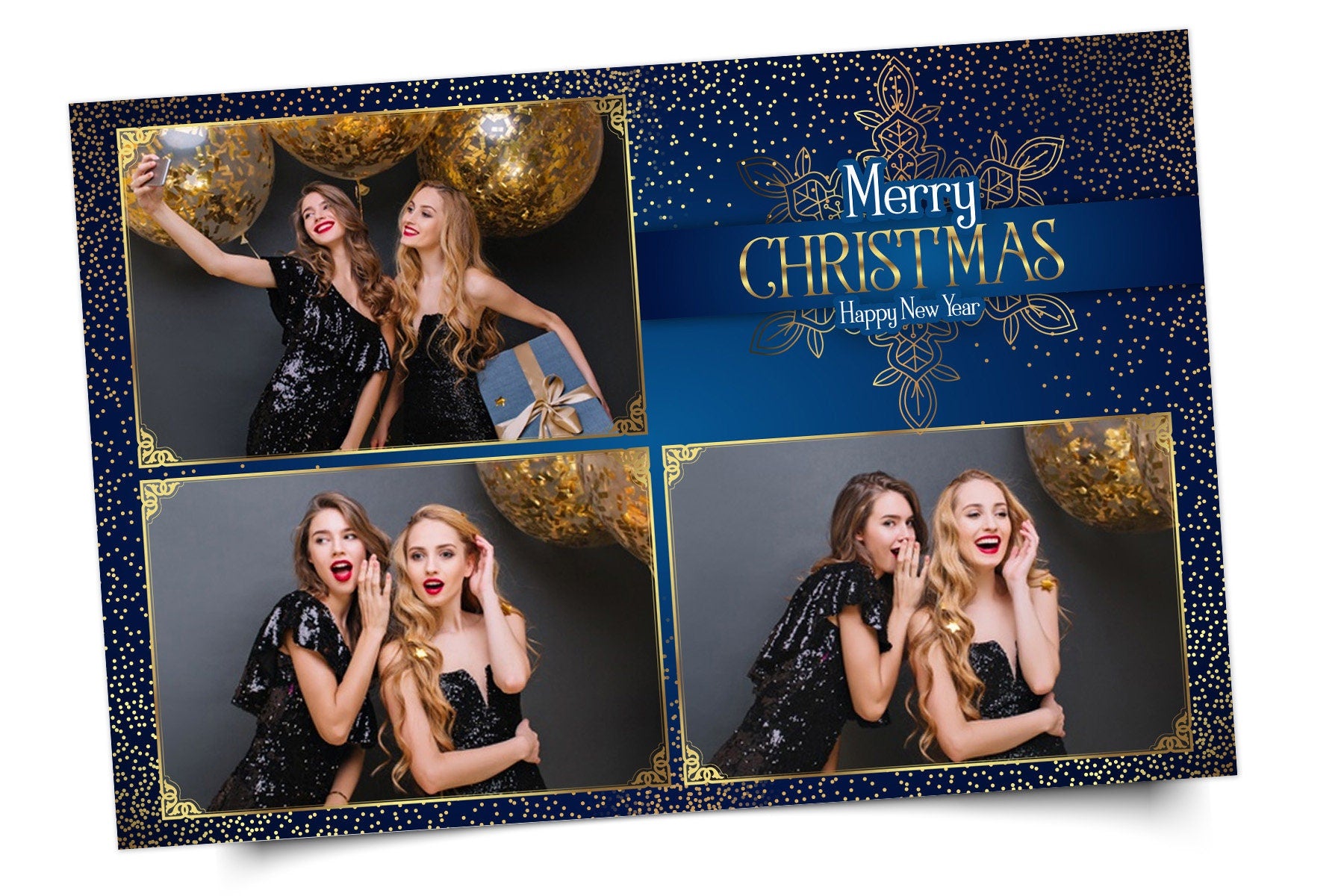 Photo Booth Template Merry Christmas New Year 2021 Party Photobooth Template 4x6  3 Photo Frame Template