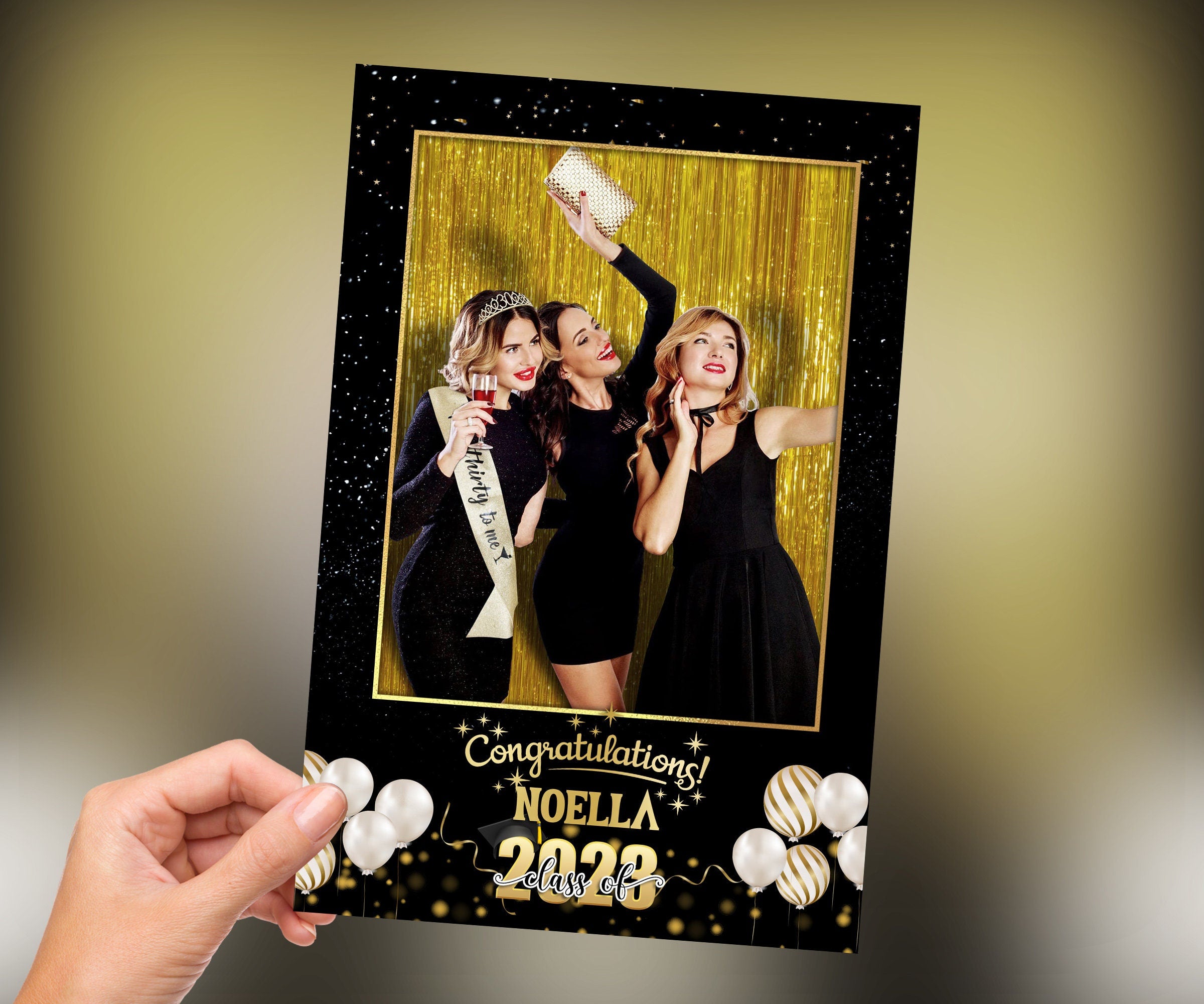 Graduation Photobooth Template, Class of Photo Booth Template, Mirror Booth, 360 Overlay, Golden Prom and Editable Template