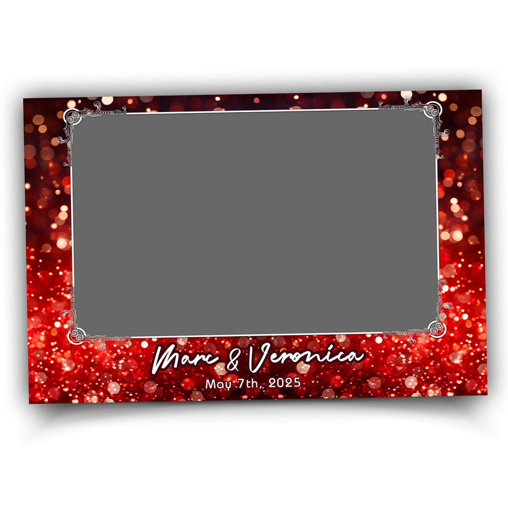 Red Photobooth Template for Wedding, Birthday Photobooth, Sweet 16, Anniversary Red Photo Booth Overlay, Red Bokeh Bday, 360 Overlay, 725