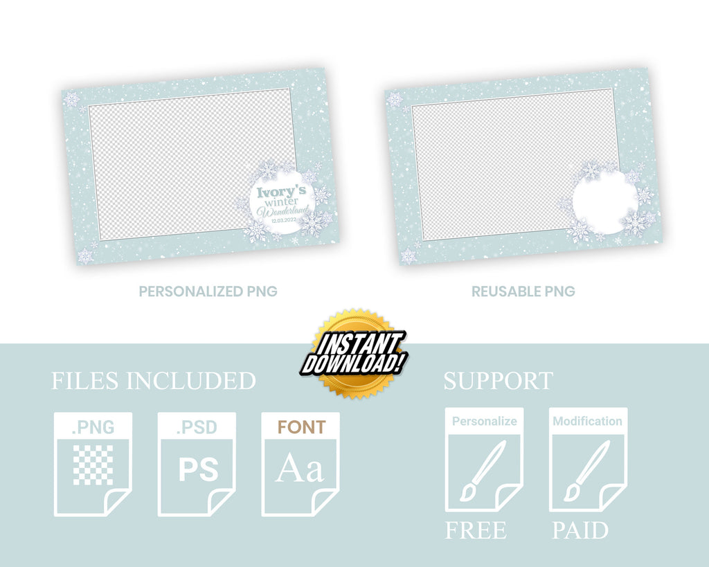 Photo Booth Template, Winter Wonderland, Winter Carnival 2021 4x6 Single photo