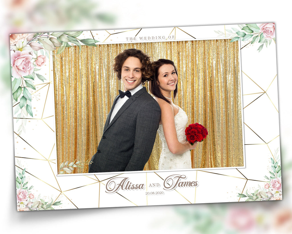 Wedding, Bridal Shower, Sweet 16, Floral Anniversary Photo Booth Template 4x6 Photobooth Template with xbdr psd png jpg and mockup