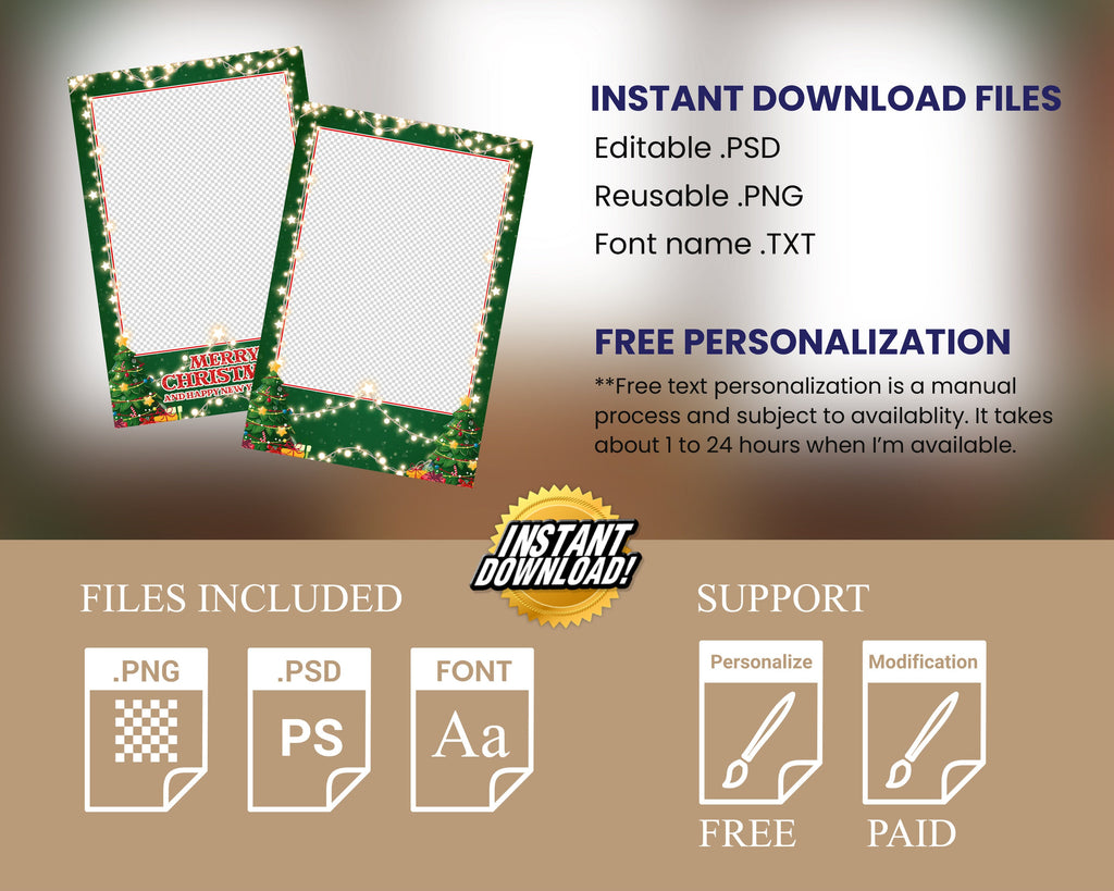 Christmas Photobooth Template Merry Christmas and New Year Strip Winter Wonderland and Holiday Photobooth Template Gold Black Silver 4x6