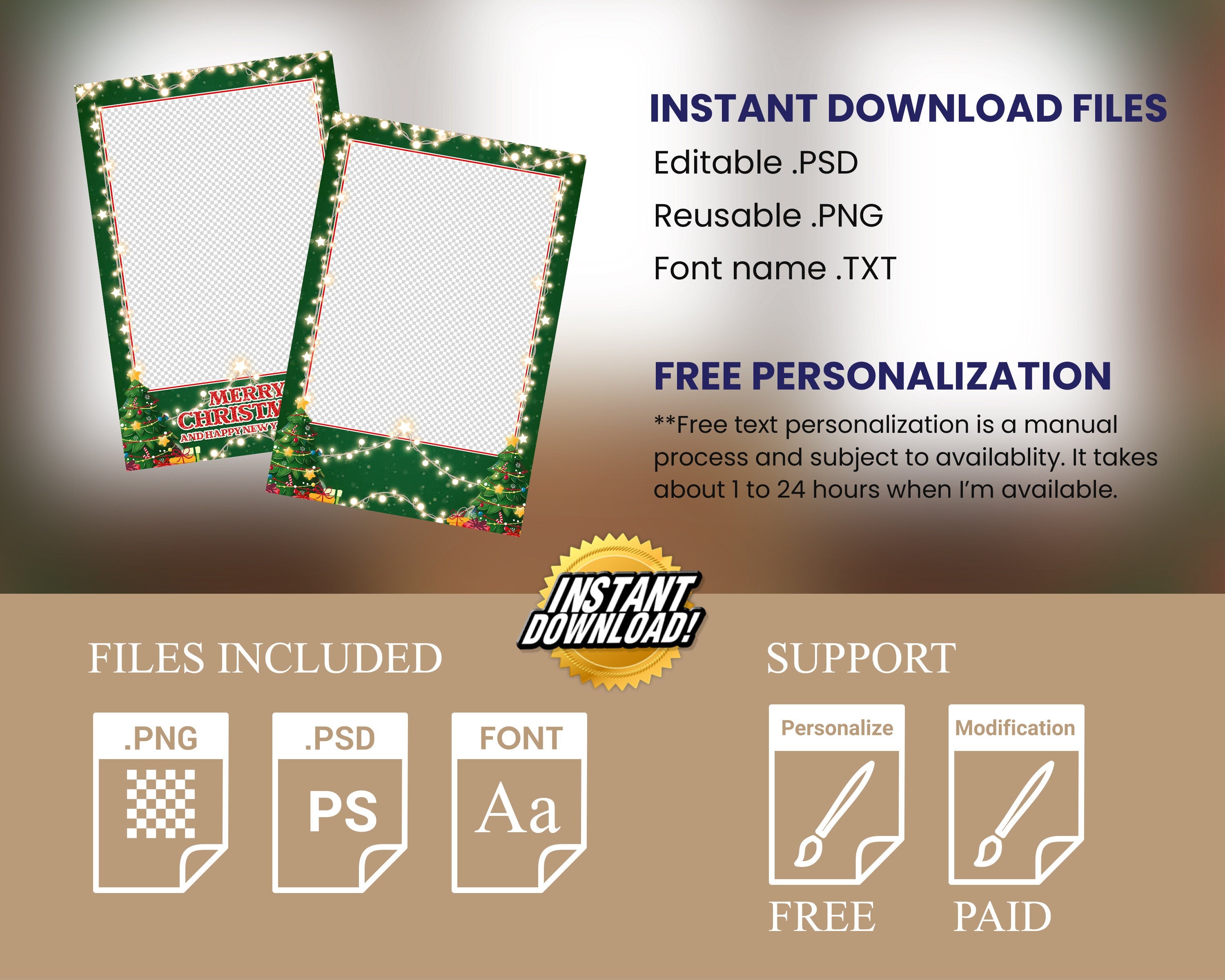 Christmas Photobooth Template Merry Christmas and New Year Strip Winter Wonderland and Holiday Photobooth Template Gold Black Silver 4x6