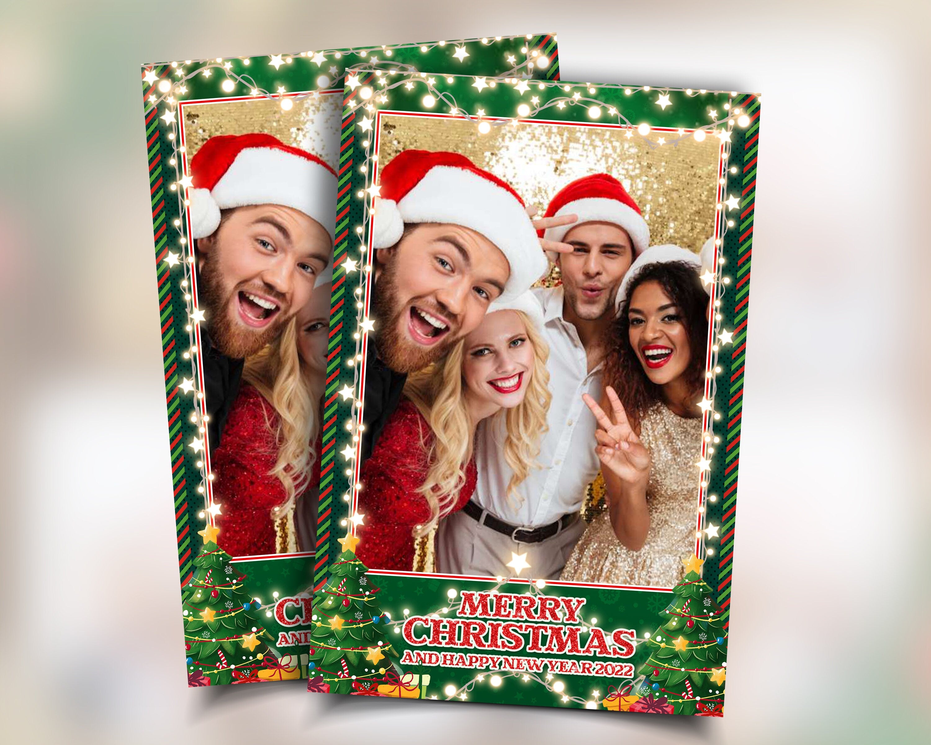 Christmas Photobooth Template Merry Christmas and New Year Strip Winter Wonderland and Holiday Photobooth Template Gold Black Silver 4x6