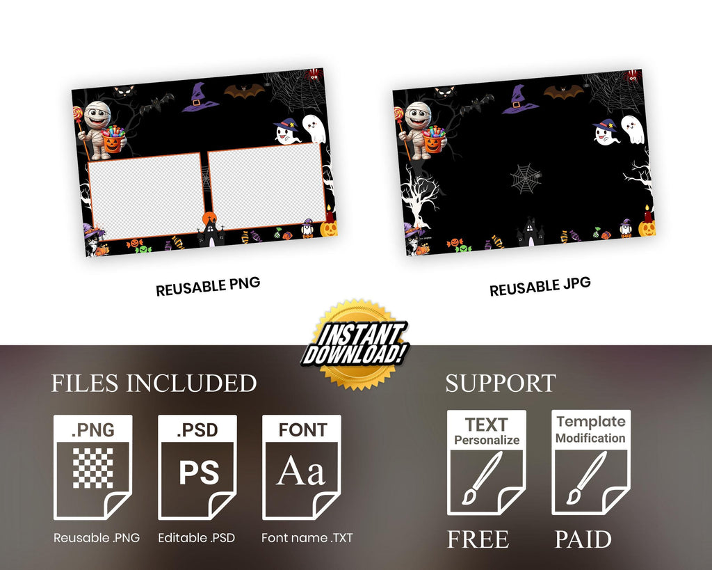 Spooktacular Party Photo Booth Halloween Photobooth Template Trick or Treat 2024 Pumpkin 1364