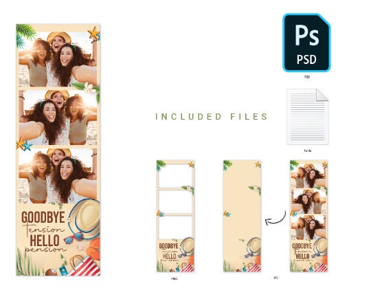 Summer beach party  Photo Booth Template 2x6 Stripe photobooth
