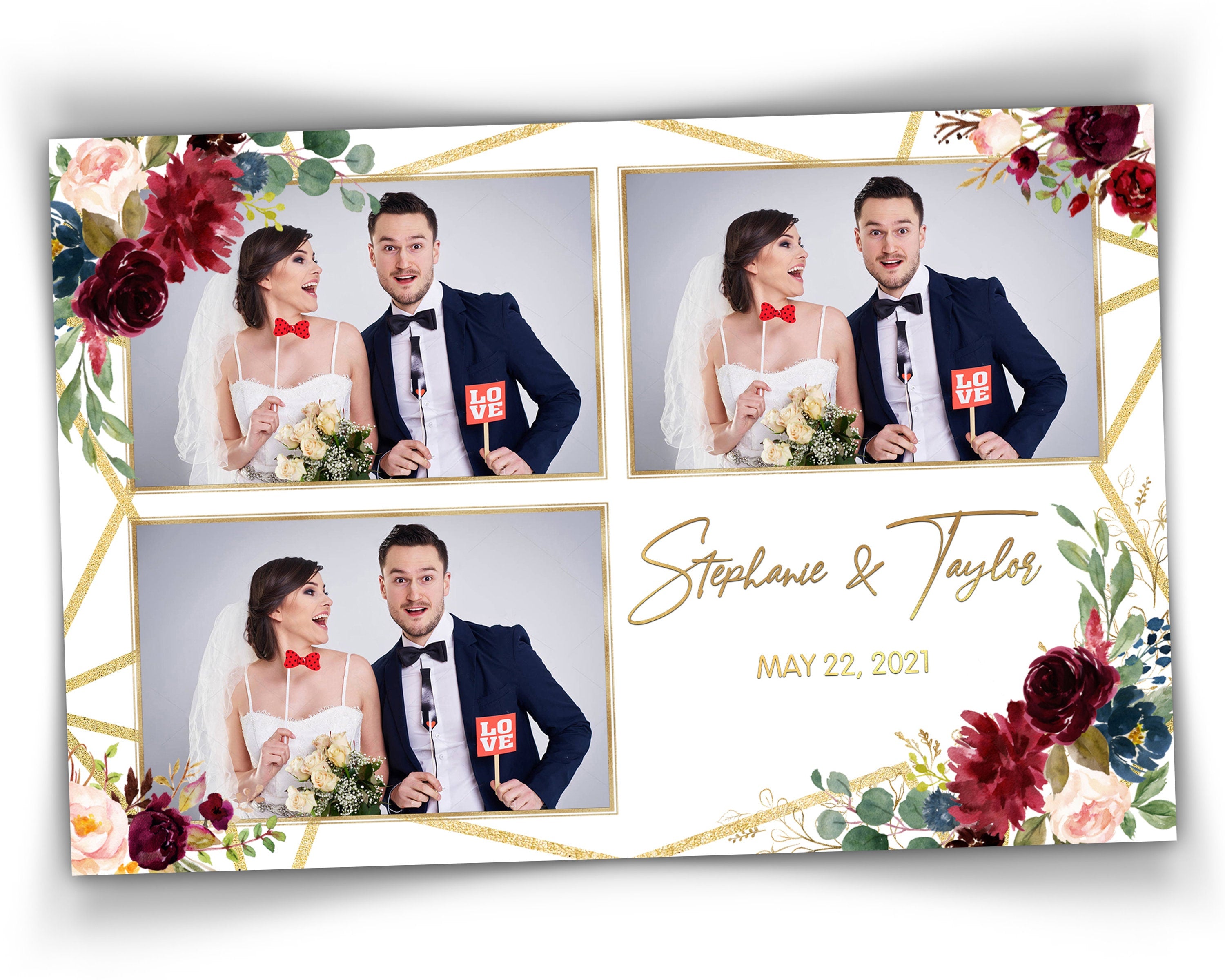 Wedding Photo Booth Template Purple Floral Photobooth Template Wedding Photo booth Template Sweet Sixteen Sweet 16 Bridal Shower purple plum