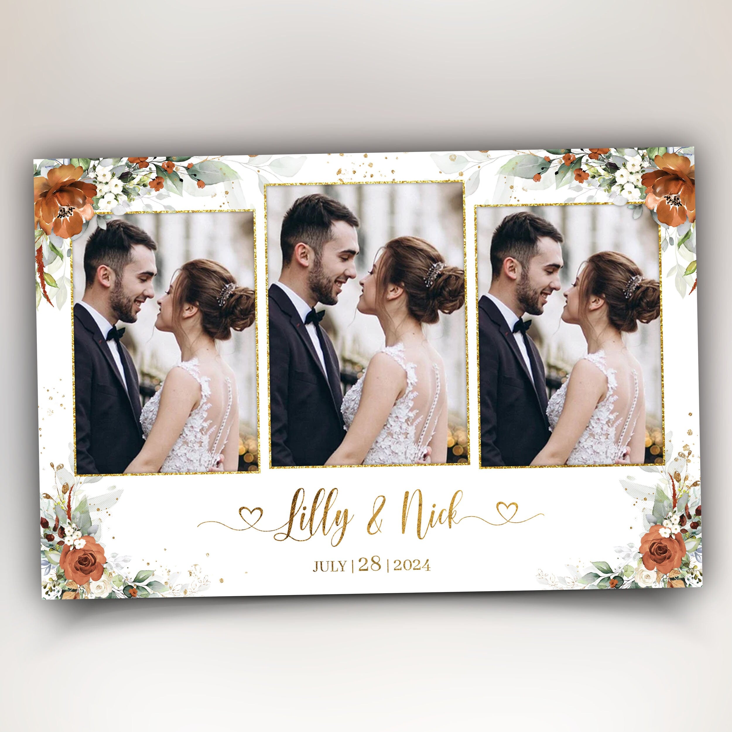 Burnt Orange Wedding Anniversary Photobooth Template Greenery Terracotta Floral Photo Booth Flower 1056