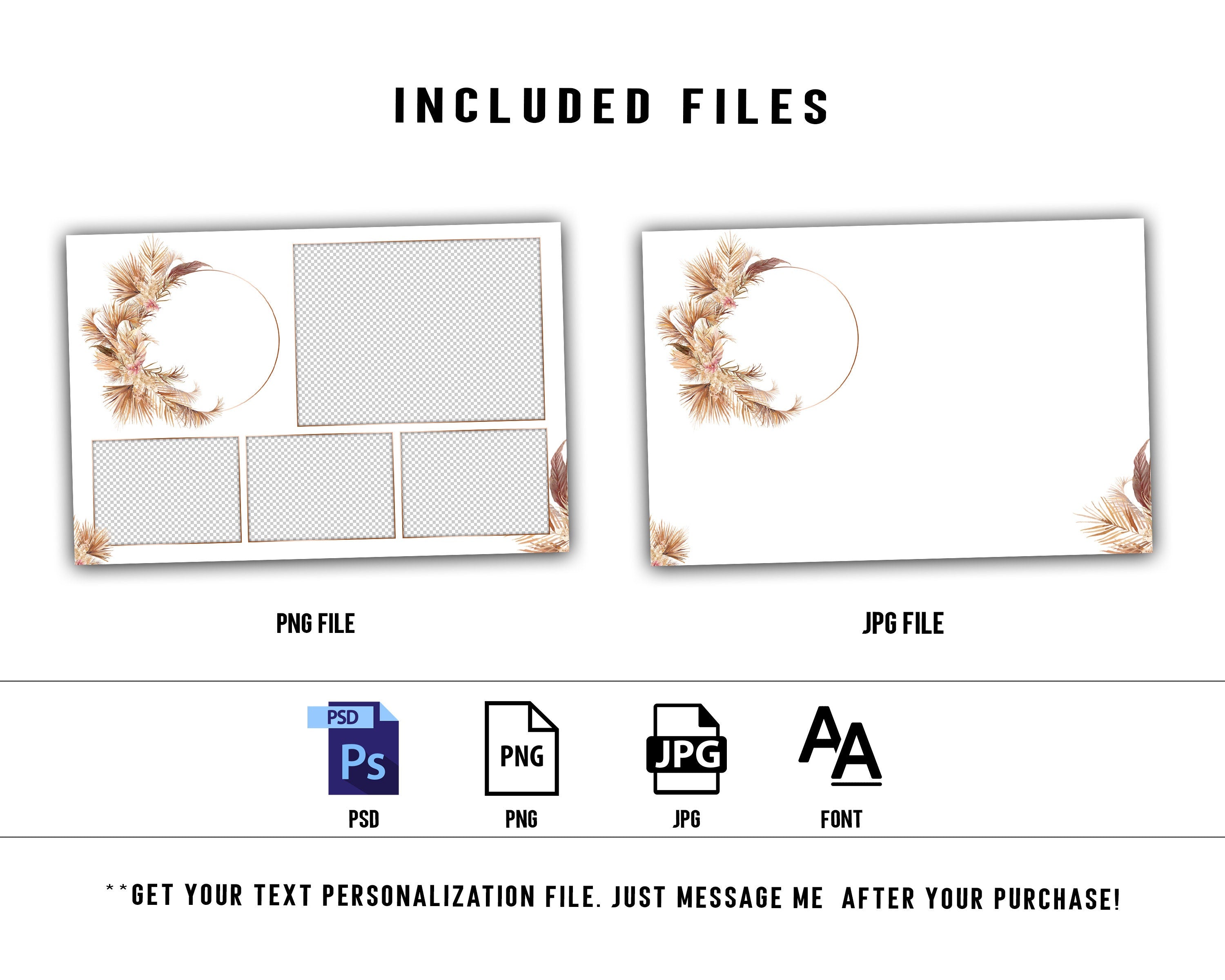 Boho Wedding Photo Booth Template 4x6 Stripe gold floral Photobooth