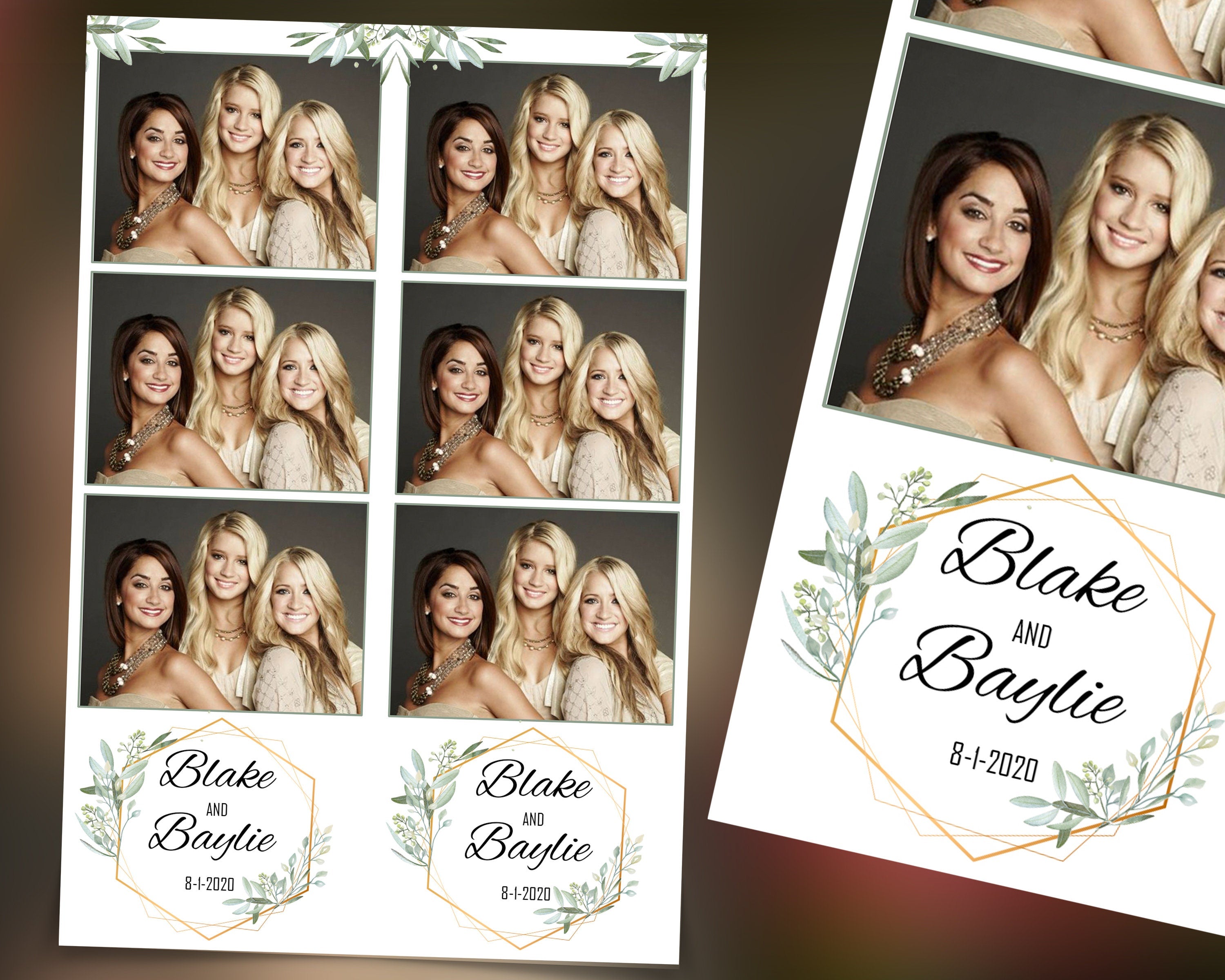 Wedding Bridal Shower Sweet 16 Floral Anniversary Photo Booth Template 2x6 Photobooth Template with xbdr psd png jpg and mockup