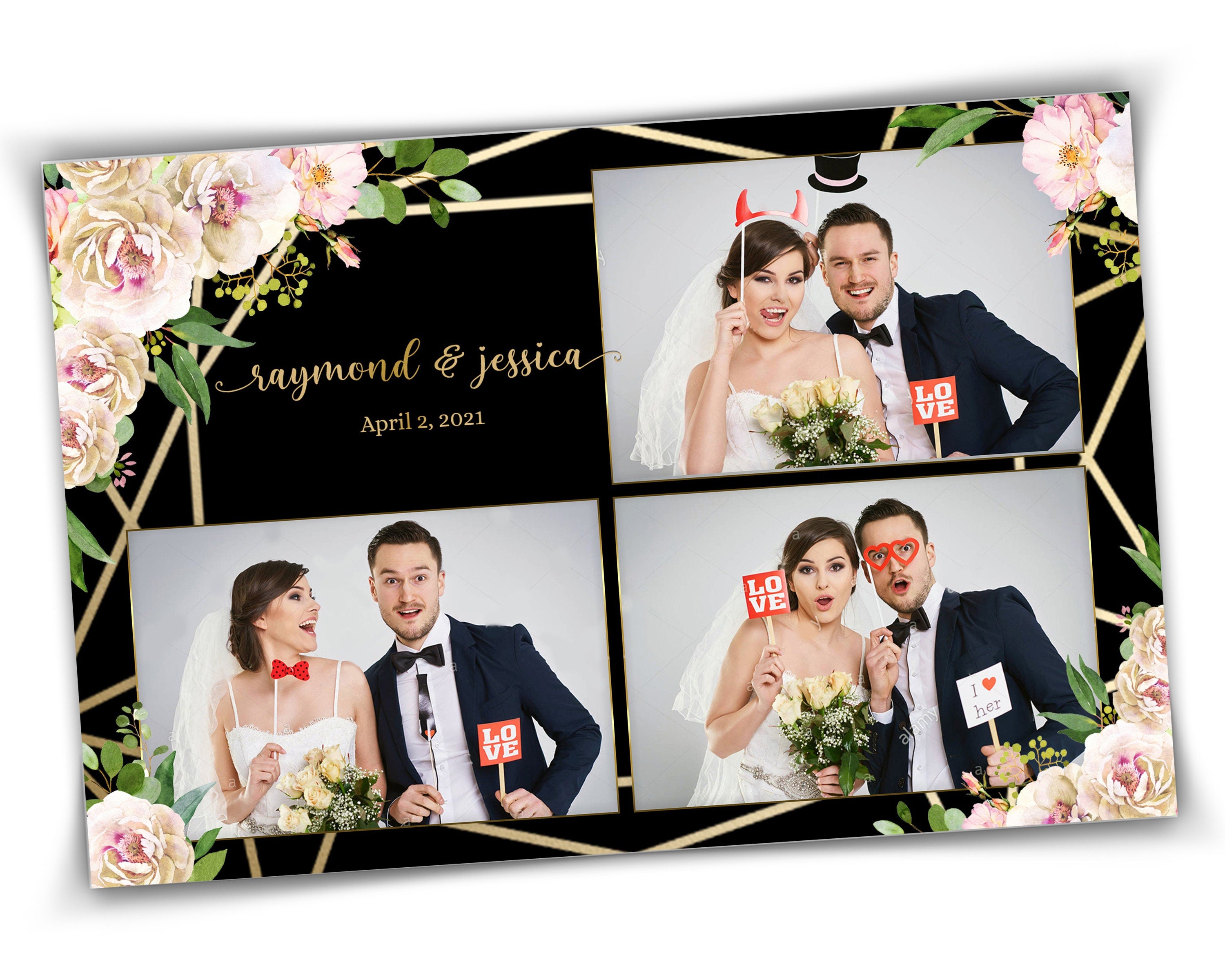 Wedding Photobooth Template, Floral Photobooth Template, 4x6 Wedding Photo booth Template, Sweet Sixteen, Sweet 16, Bridal Shower, With XBDR