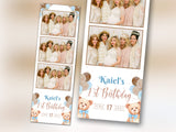 Baby Shower Photo booth Template 2x6 strip Teddy Bear Babyshower it's a boy sky blue brown tan balloon 1st birthday Photobooth Template BS1