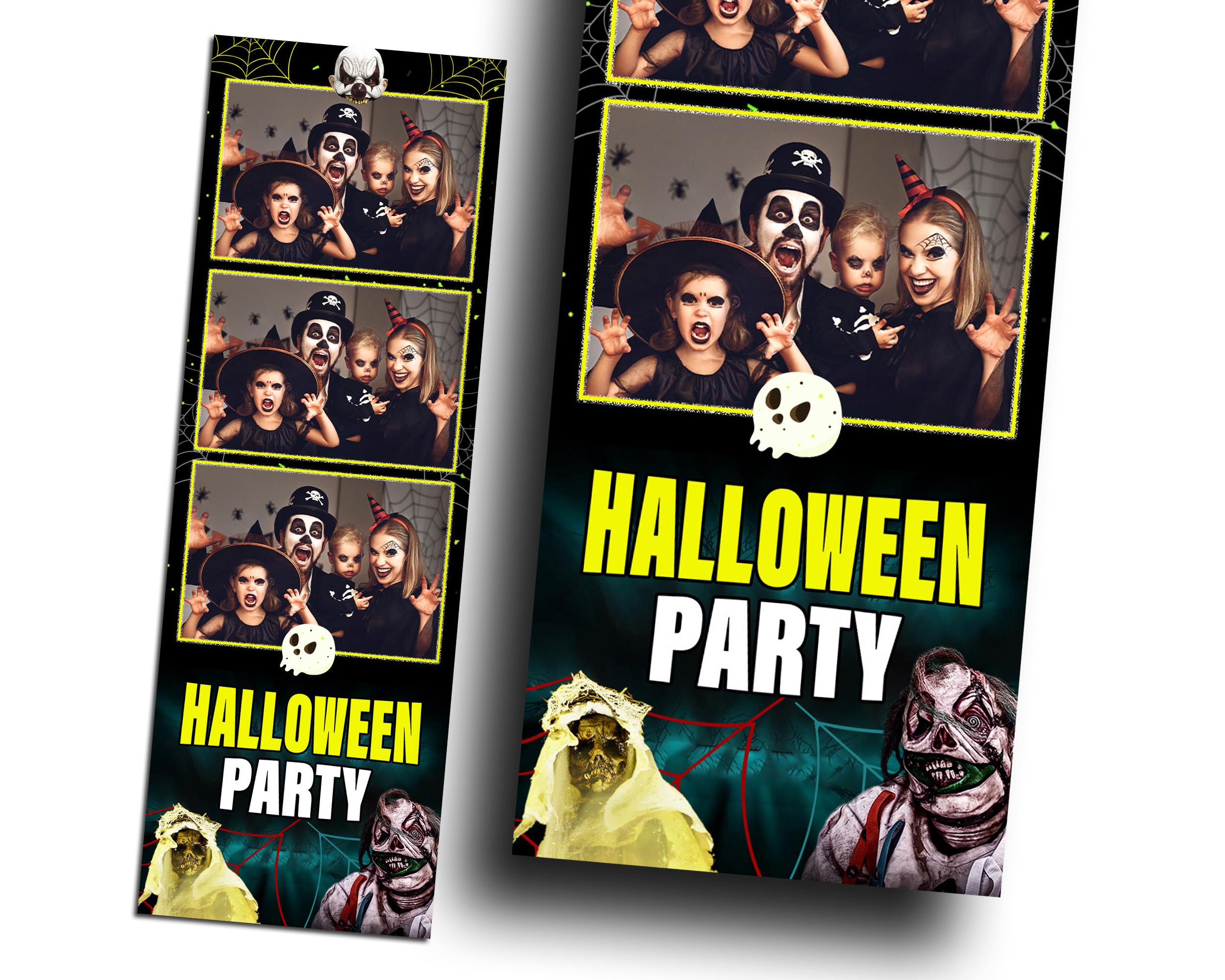 Halloween Photobooth Template 2x6 Strip Trick or Treat Party 2024 Hallows' Day Scary Gost Photo booth Pumpkin Template Holiday 1350