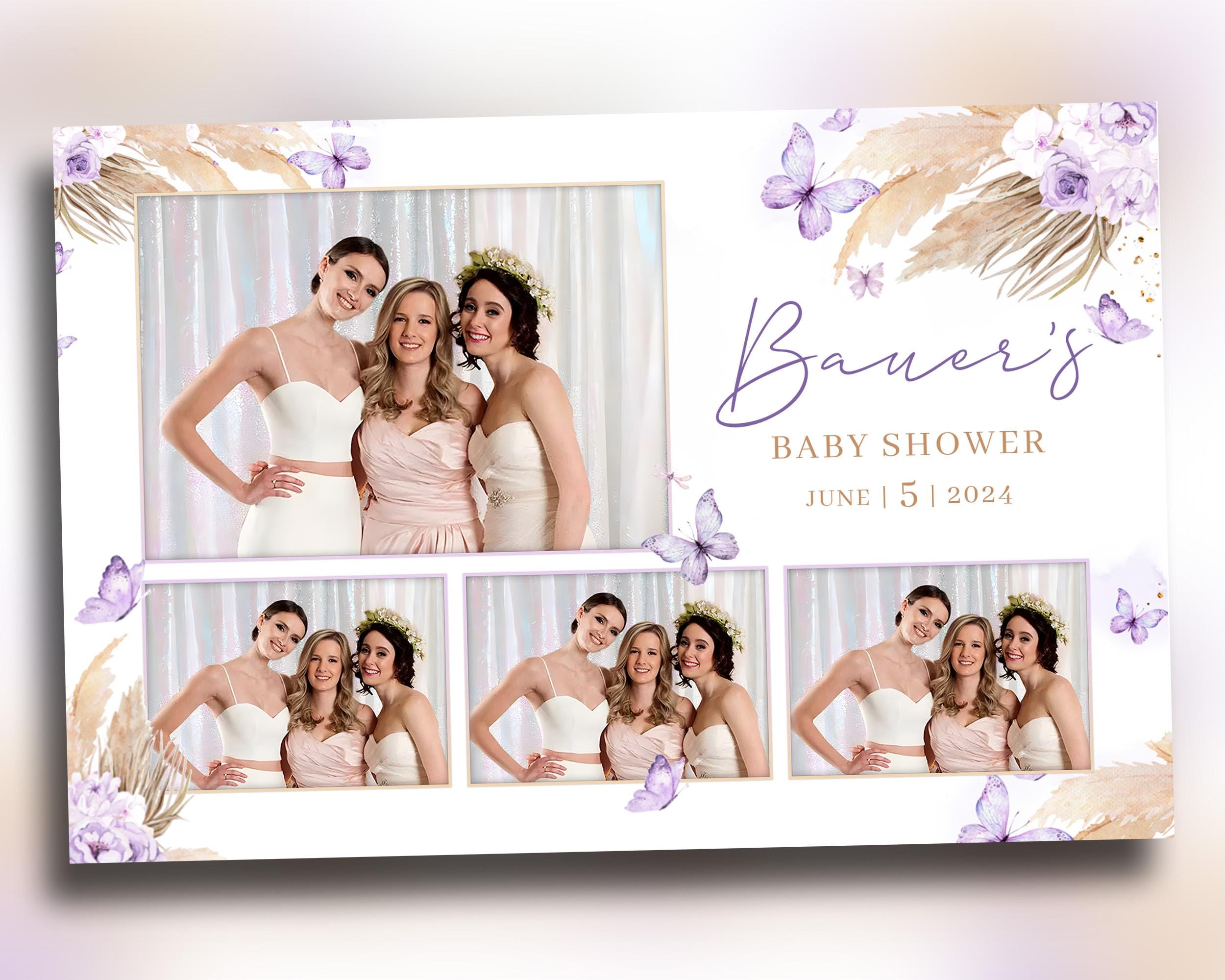 Baby Shower Photobooth Template, Bridal Shower Photo booth Template, Sweet 16 Butterfly, Purple Quinceanera Birthday Wedding Photobooth 1098