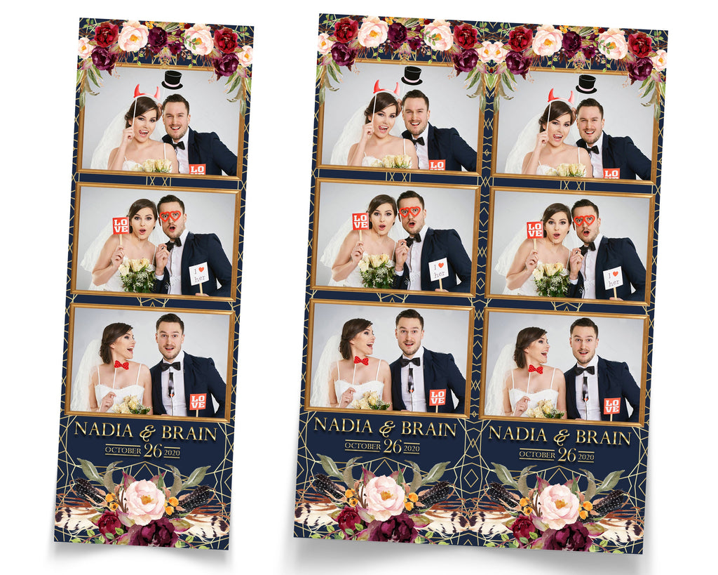 Wedding Bridal Shower Sweet 16 Floral Anniversary Photo Booth Template 2x6 Photobooth Template