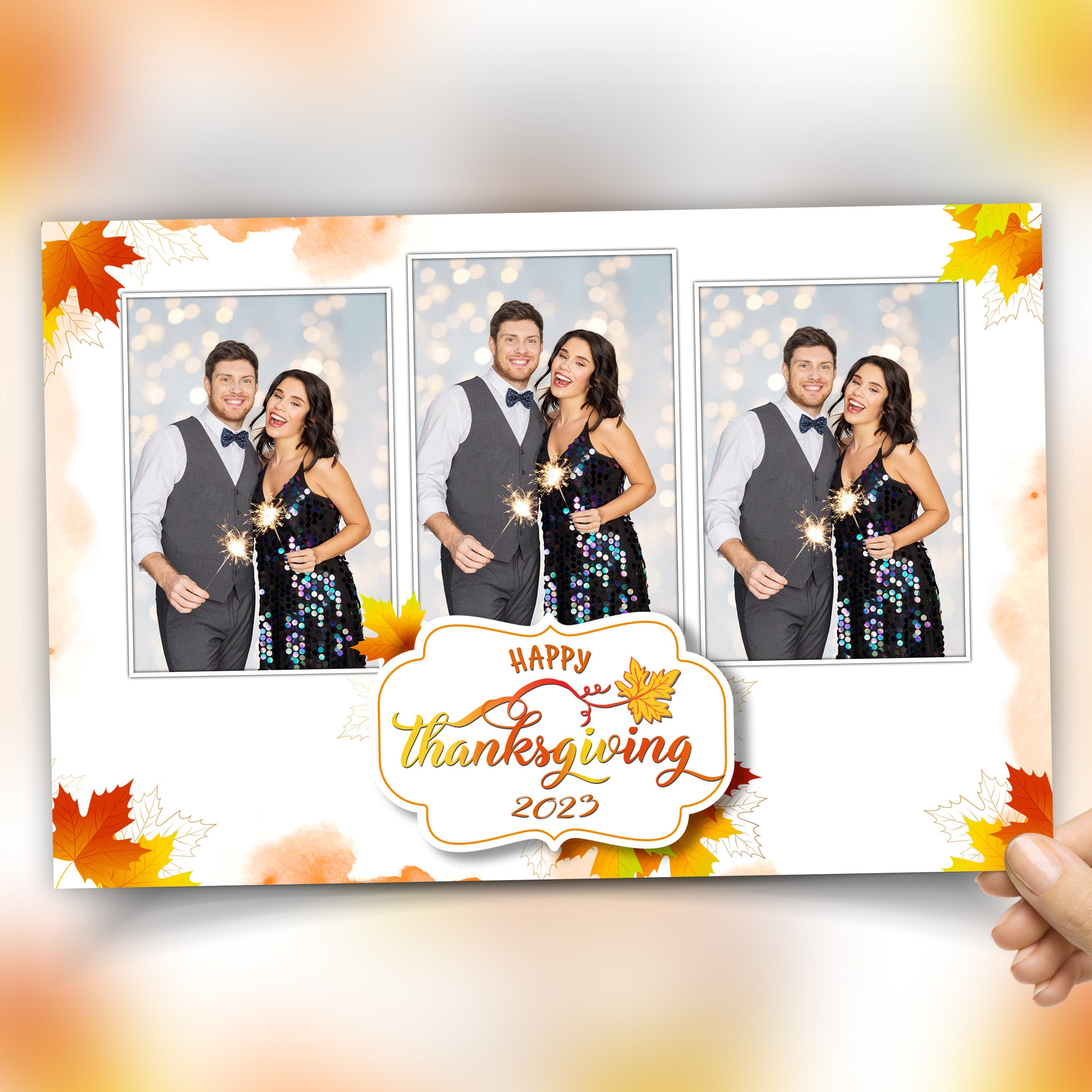 Thanksgiving Fall Festival Photobooth Template 4x6 3 pic with Font and free personalization mirror booth photo booth template