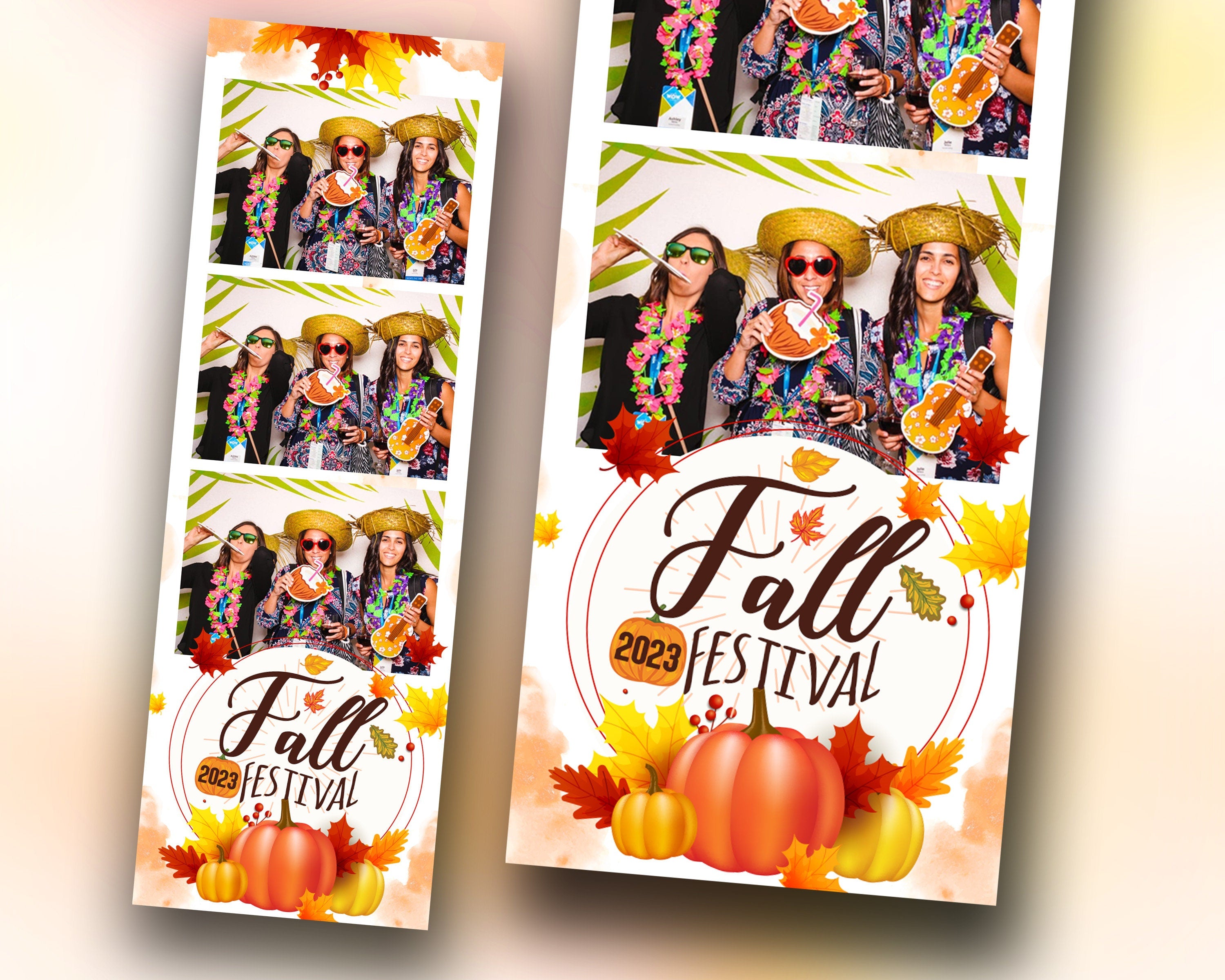 Thanksgiving & Fall Festival 2x6 photo booth template orange pumpkin theme 3 photo strip layout for DSLR booth darkroom booth and psd png F7