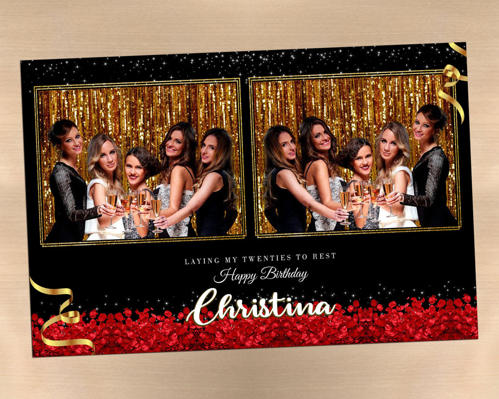 Photo booth template birthday wedding bridal shower photo booth template red rose floral template sweet16 quinceanera 4x6